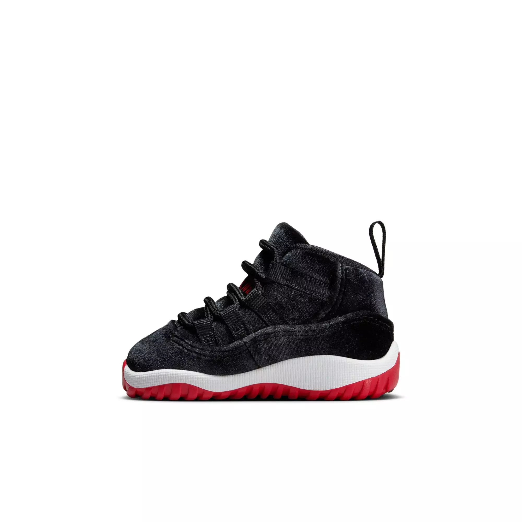 Jordan 11 Retro "Bred Velvet" Toddler Girl's Shoe - BLACK/GYM RED/WHITE