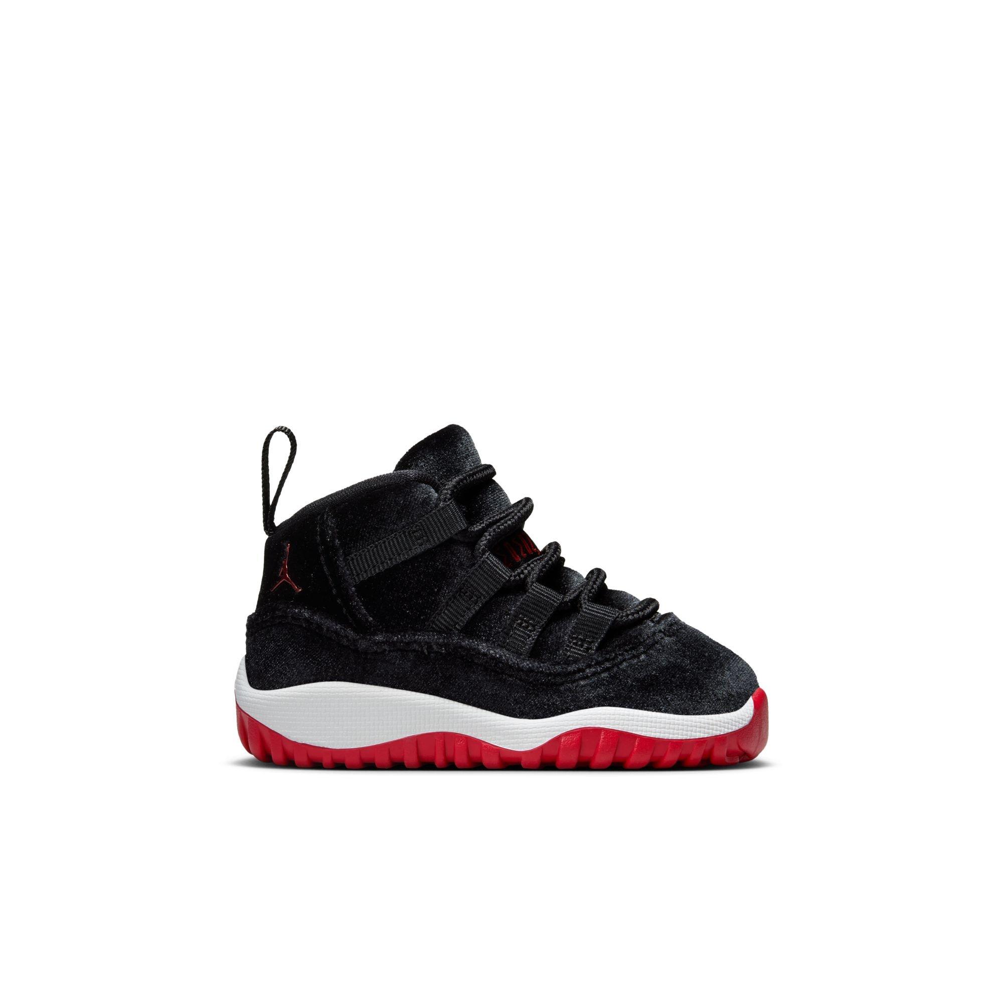 Jordan 11 Retro "Bred Velvet" Toddler Girl's Shoe - BLACK/GYM RED/WHITE Thumbnail View 1