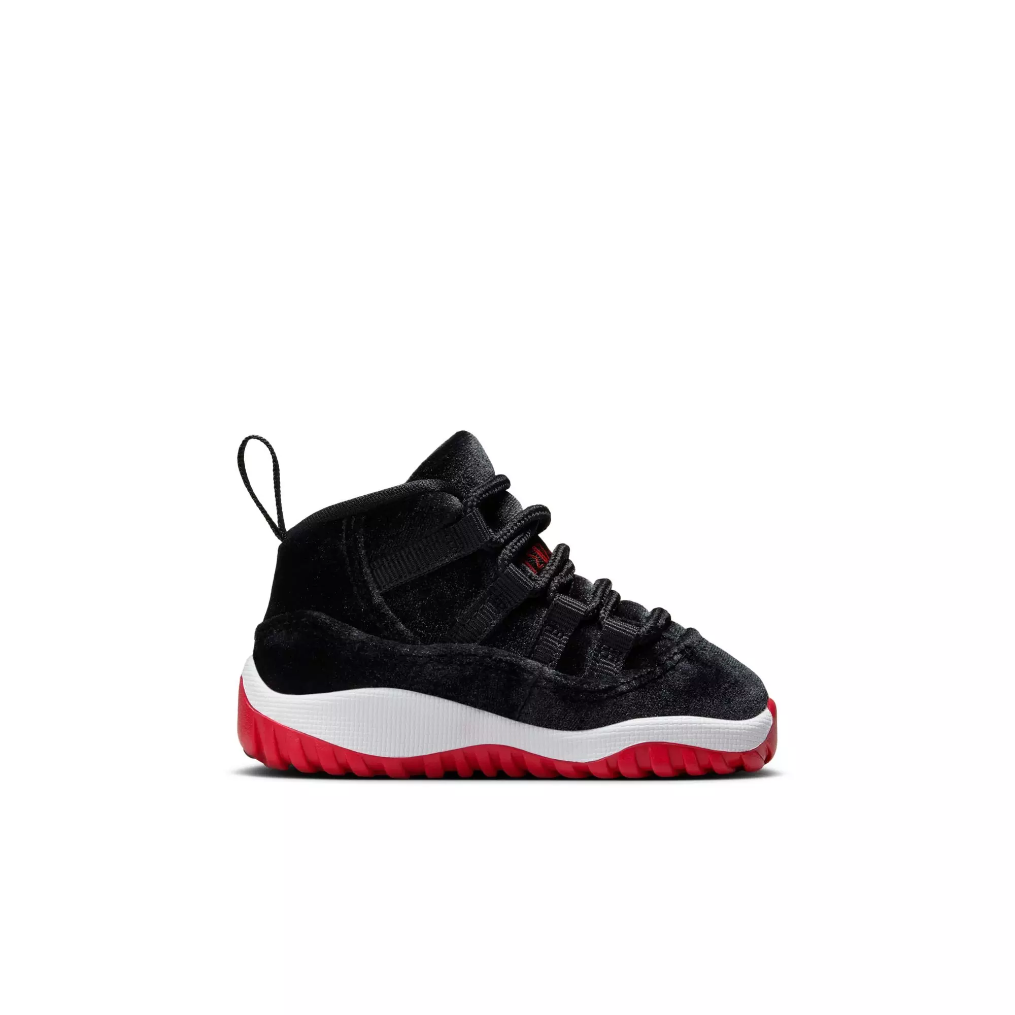 Jordan 11 Retro "Bred Velvet" Toddler Girl's Shoe - BLACK/GYM RED/WHITE