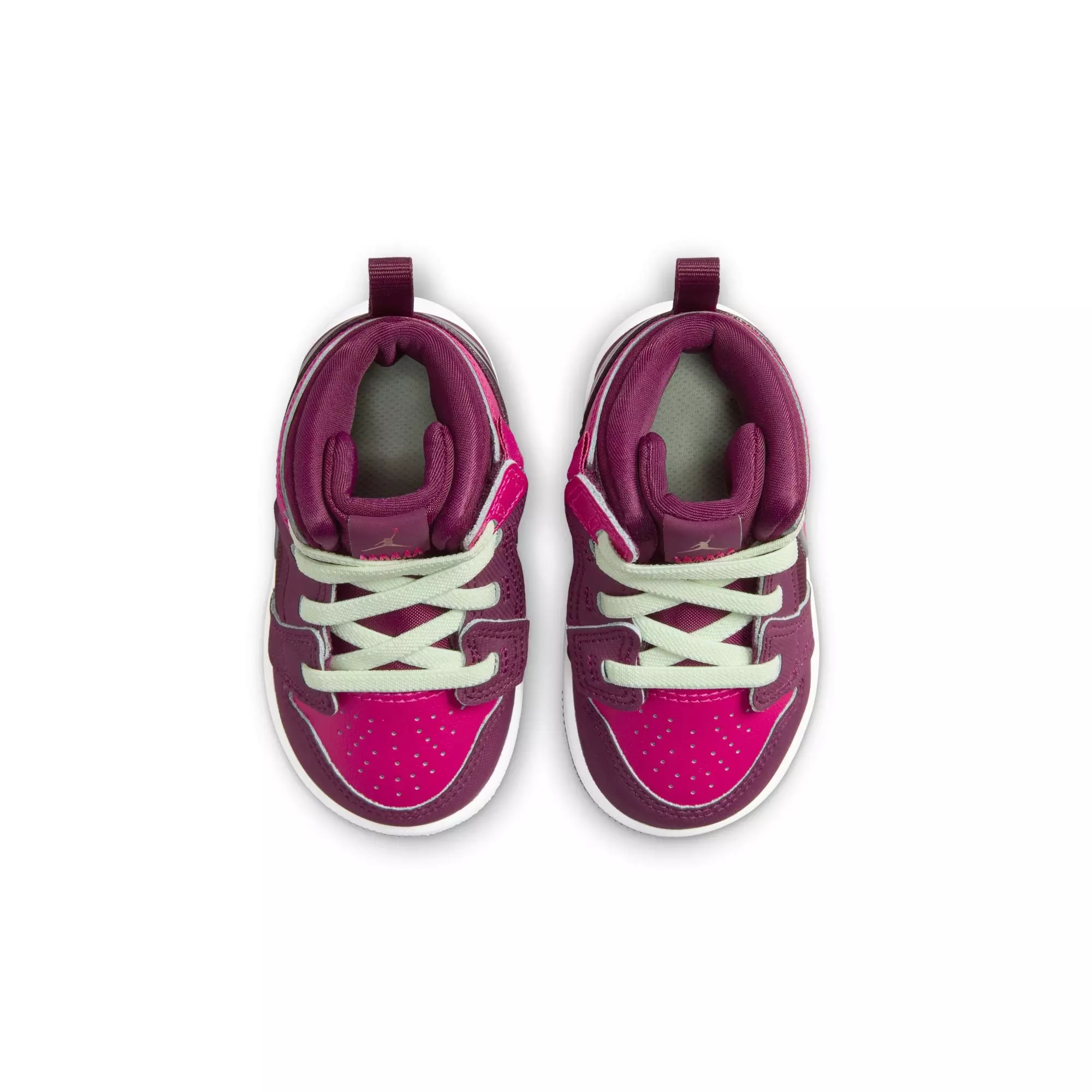 Jordan 1 Mid RM EasyOn "Bordeaux/Active Pink/White/Volt Tint" Toddler Girls' Shoe - WHITE/PINK/MAROON