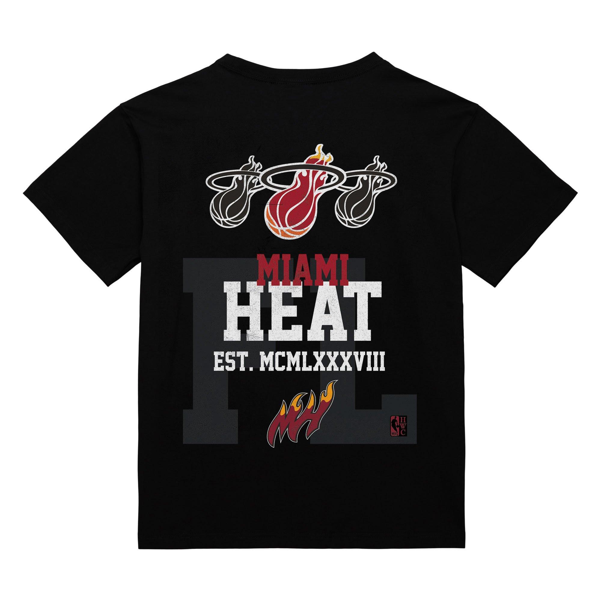 Mitchell & Ness Miami Heat Home Team Tee - Black - BLACK Thumbnail View 1