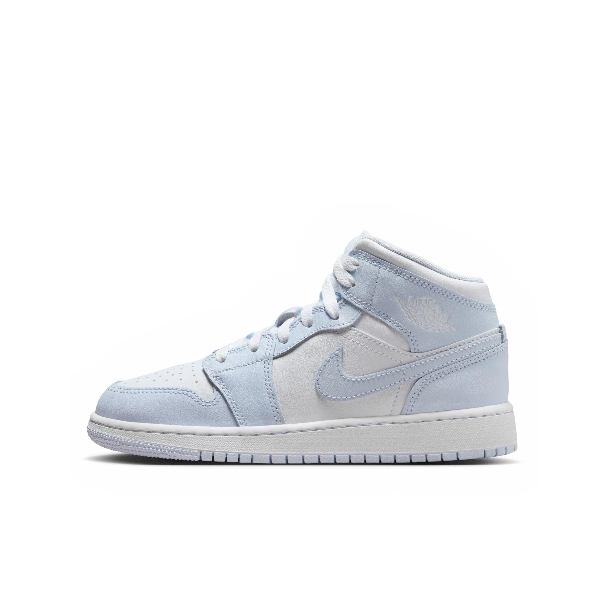 Jordan 1 Mid Grade School Girls' "Cobalt Bliss/White/Neutral Grey" Shoe