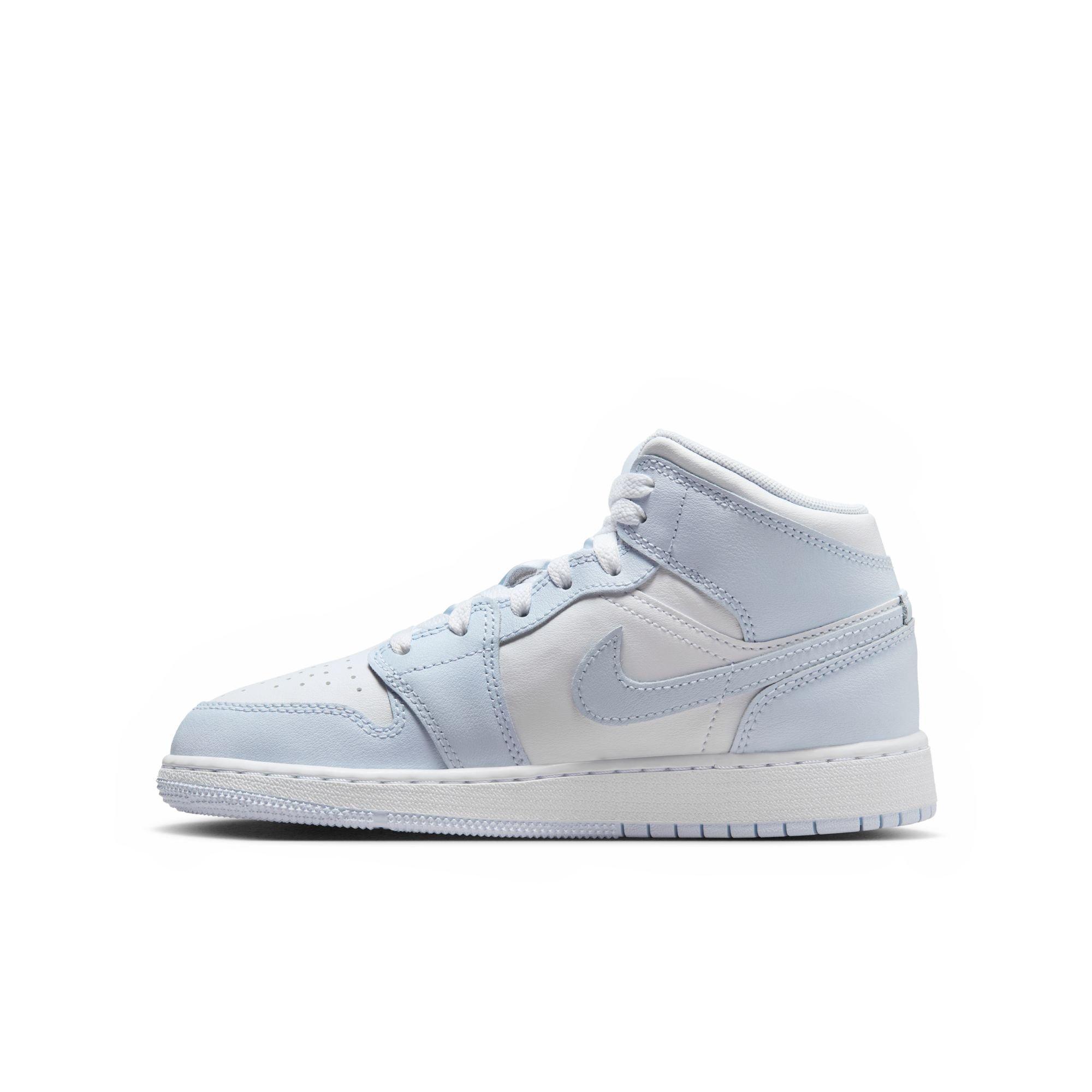 Jordan 1 Mid Grade School Girls' "Cobalt Bliss/White/Neutral Grey" Shoe