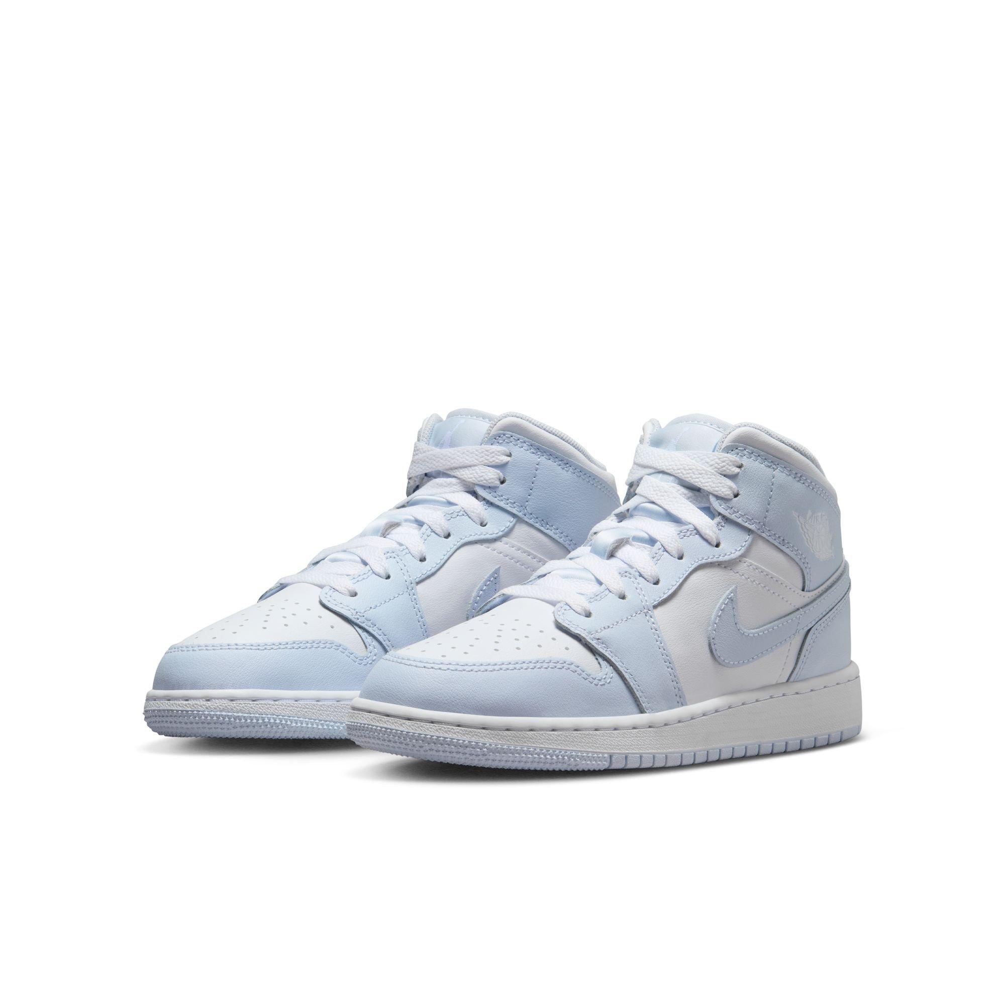 Jordan 1 Mid Grade School Girls' "Cobalt Bliss/White/Neutral Grey" Shoe