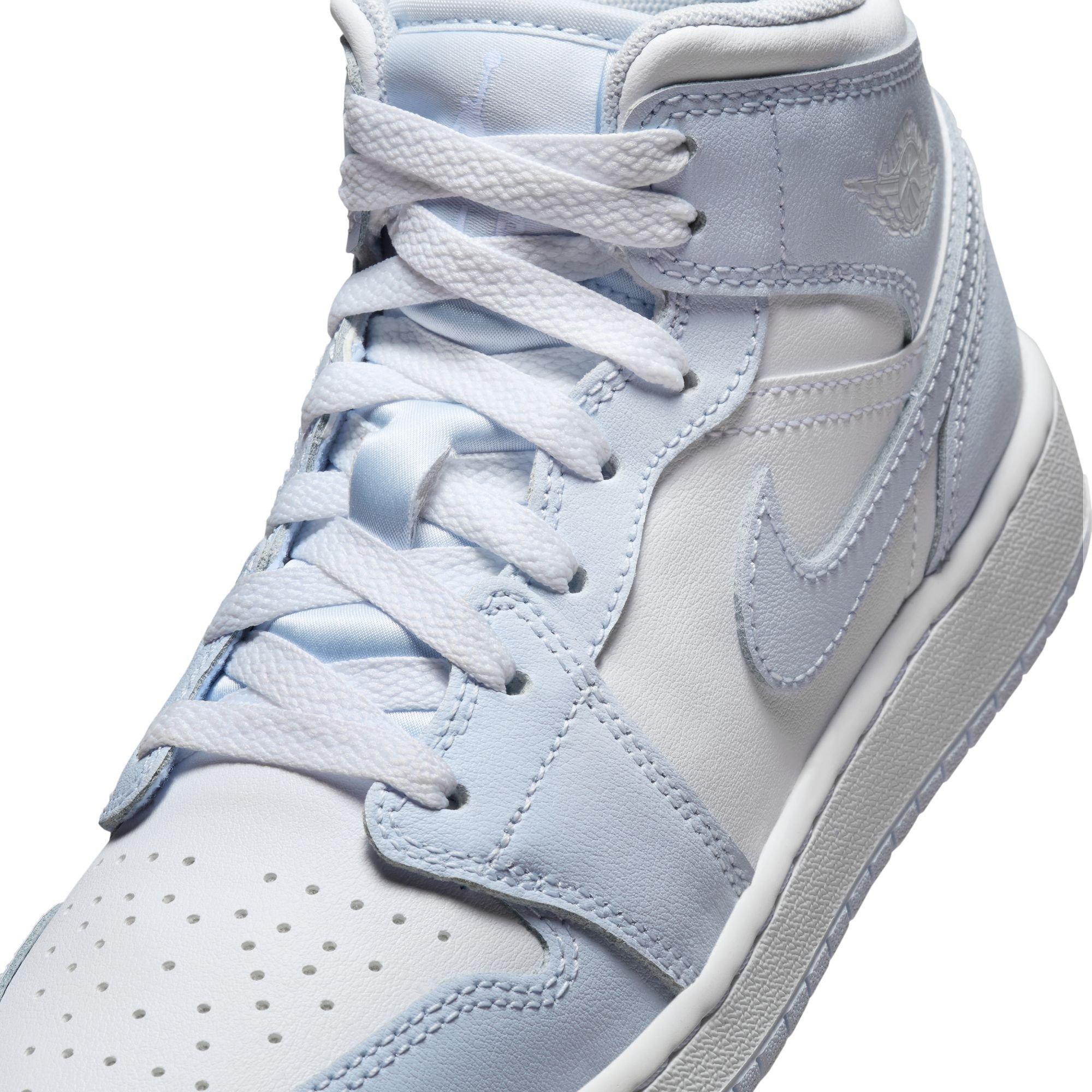 Jordan 1 Mid Grade School Girls' "Cobalt Bliss/White/Neutral Grey" Shoe