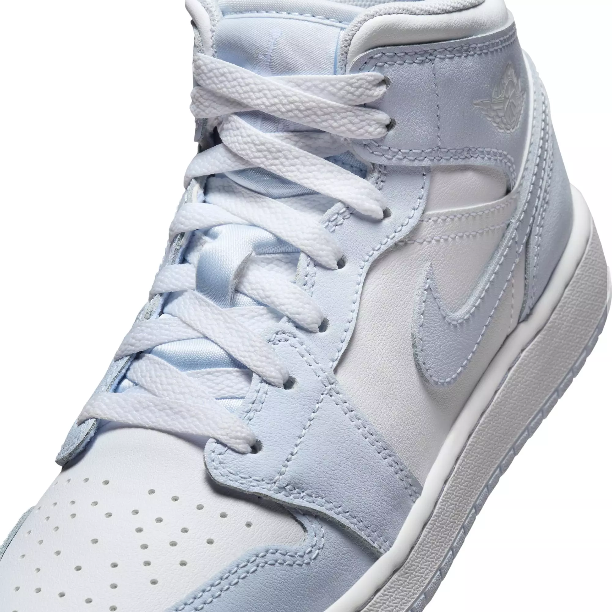 Jordan 1 Mid "Cobalt Bliss/White/Neutral Grey" Grade School Girls' Shoe - LT BLUE/GREY