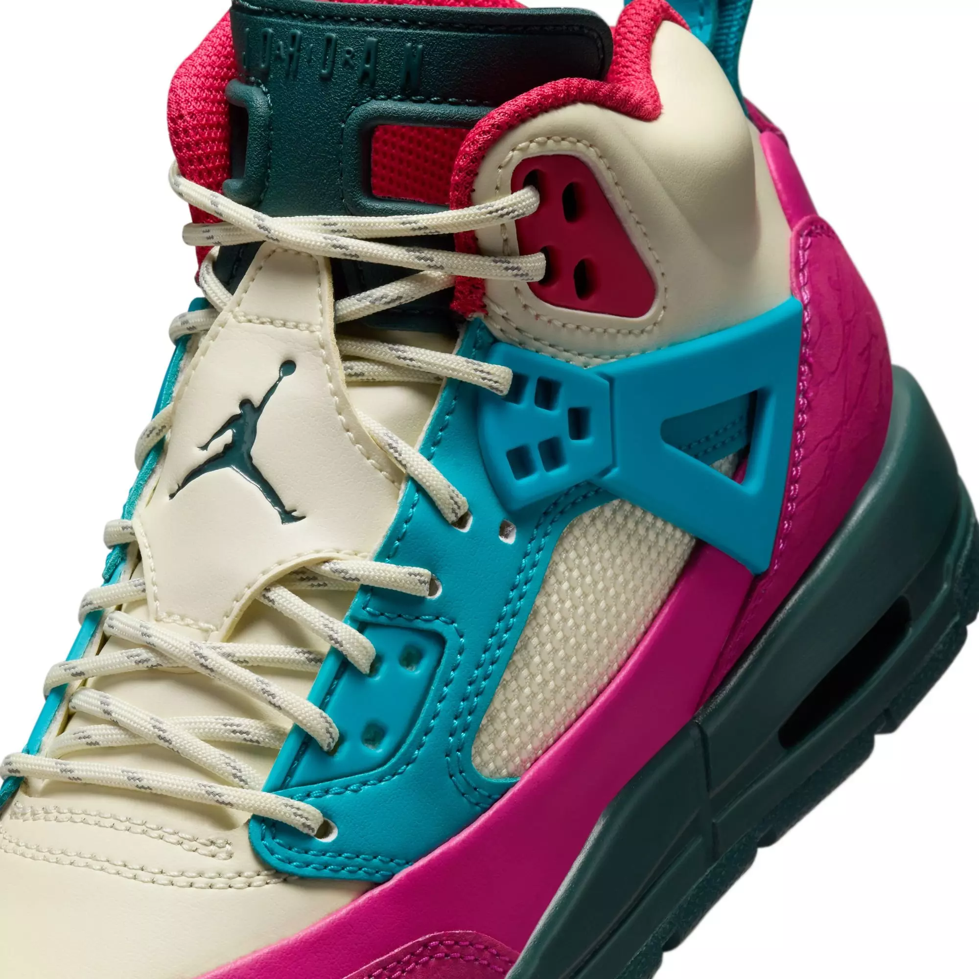 Jordan Spizike "Coconut Milk/Oxidized Green/Active Pink" Grade School Girls' Boot - WHITE/PINK/BLUE