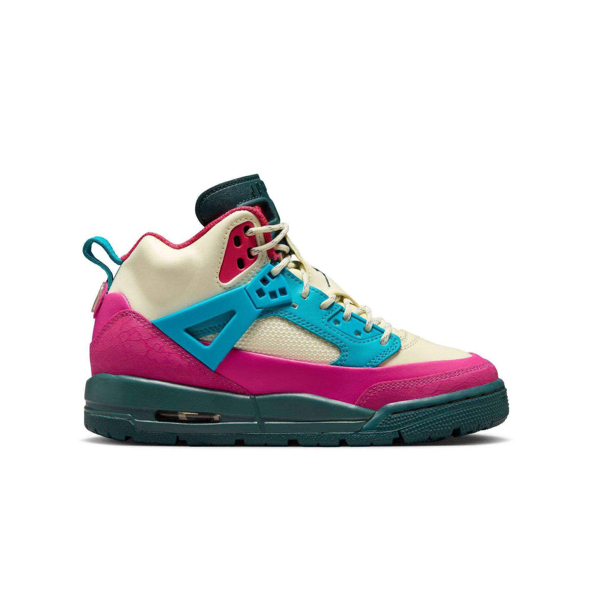 Jordan Spizike "Coconut Milk/Oxidized Green/Active Pink" Grade School Girls' Boot - WHITE/PINK/BLUE