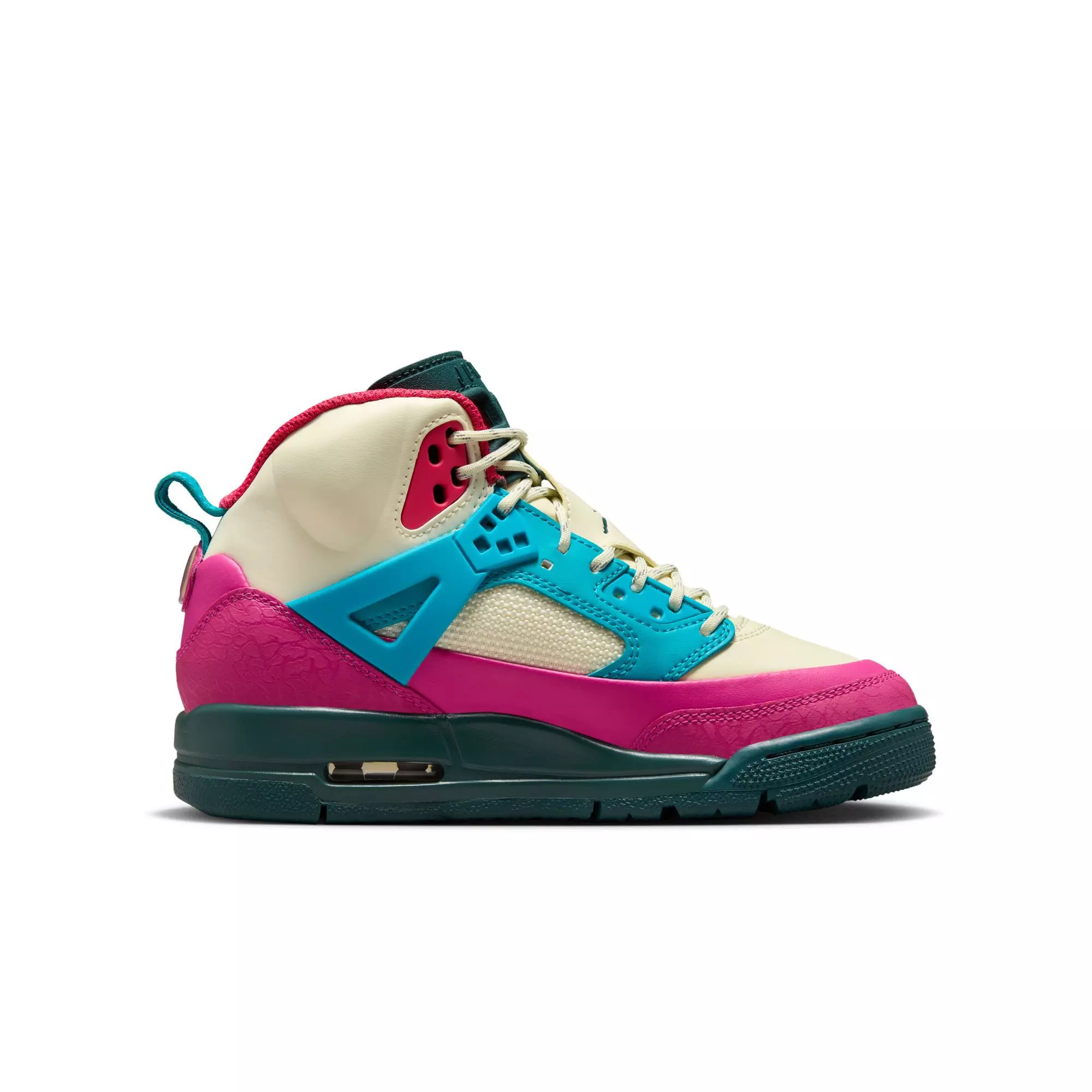 Jordan Spizike "Coconut Milk/Oxidized Green/Active Pink" Grade School Girls' Boot - WHITE/PINK/BLUE