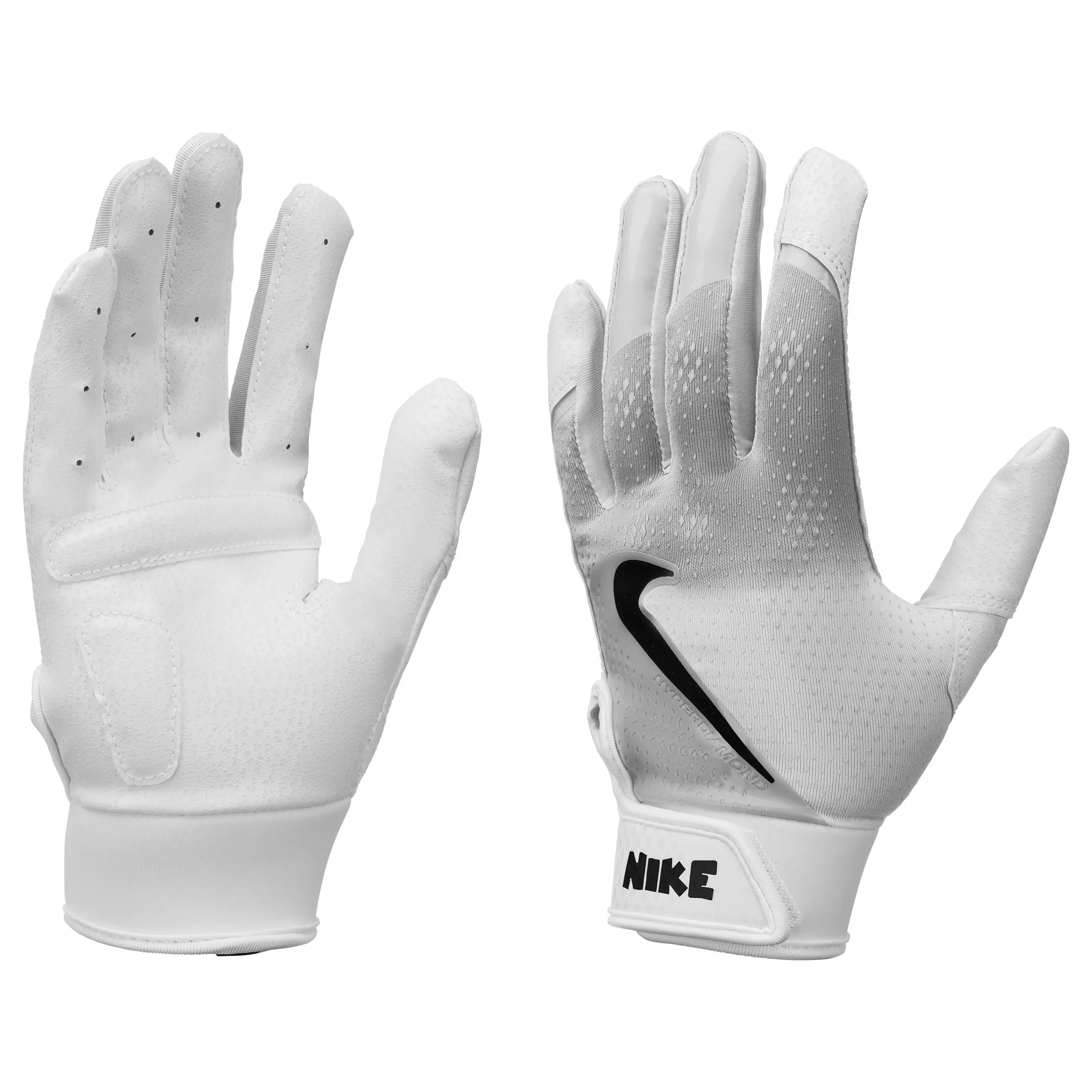 Nike Girls' Hyperdiamond 3 Softball Batting Gloves - White/Black - WHITE/BLACK