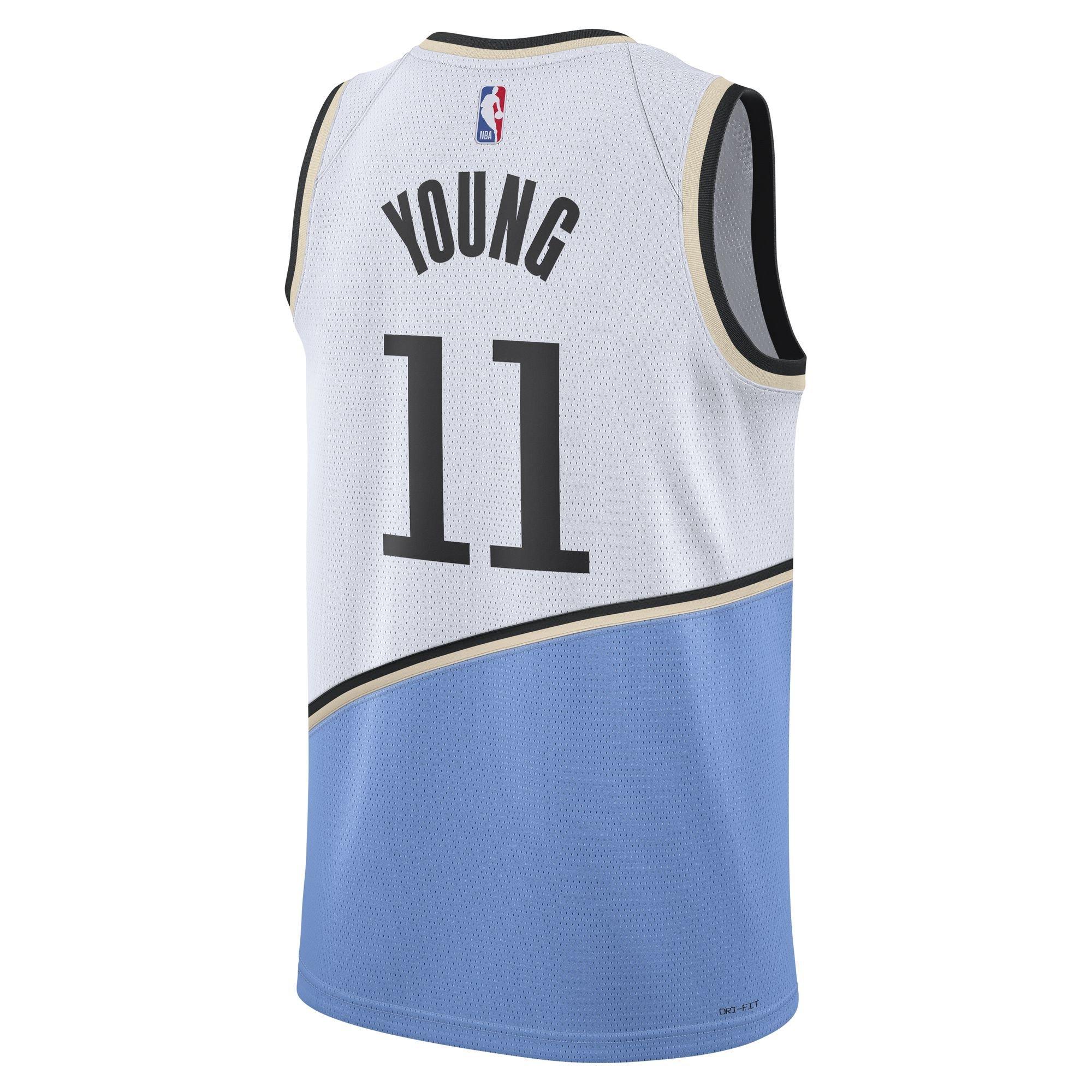 Nike Atlanta Hawks 2024-2025 Trey Young City Edition Jersey-White/Blue - RED Thumbnail View 2