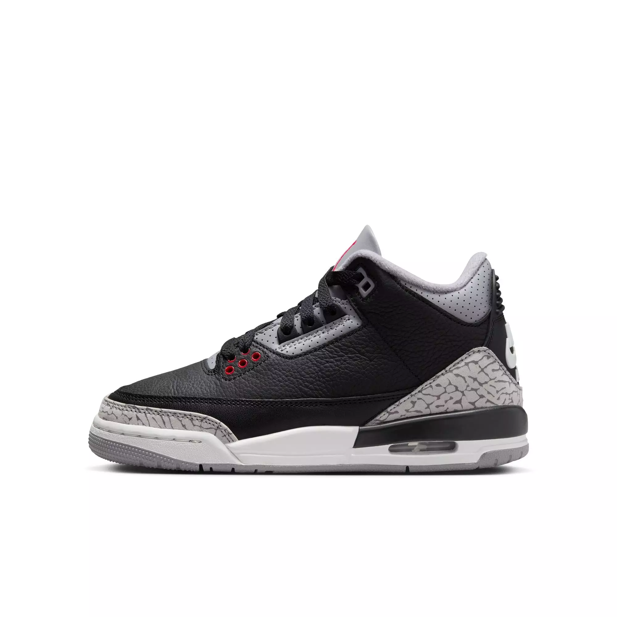 Jordan 3 Retro "Black Cement" Grade School Kids' Shoe - BLACK/FIRE RED/CEMENT GREY