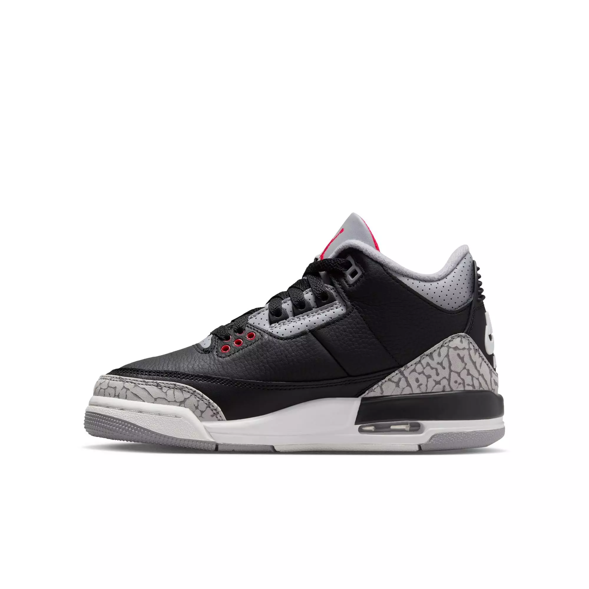 Jordan 3 Retro "Black Cement" Grade School Kids' Shoe - BLACK/FIRE RED/CEMENT GREY
