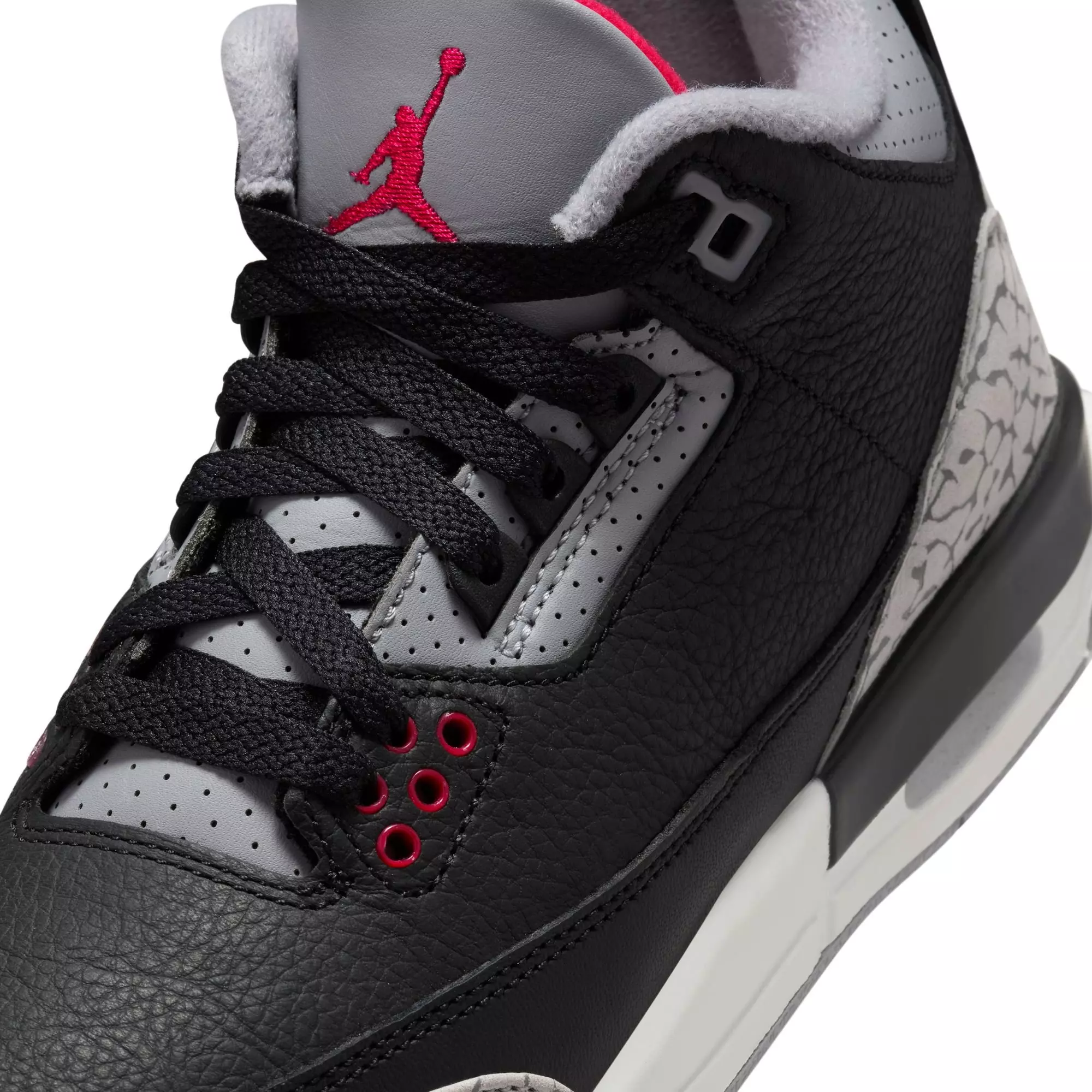 Jordan 3 Retro "Black Cement" Grade School Kids' Shoe - BLACK/FIRE RED/CEMENT GREY