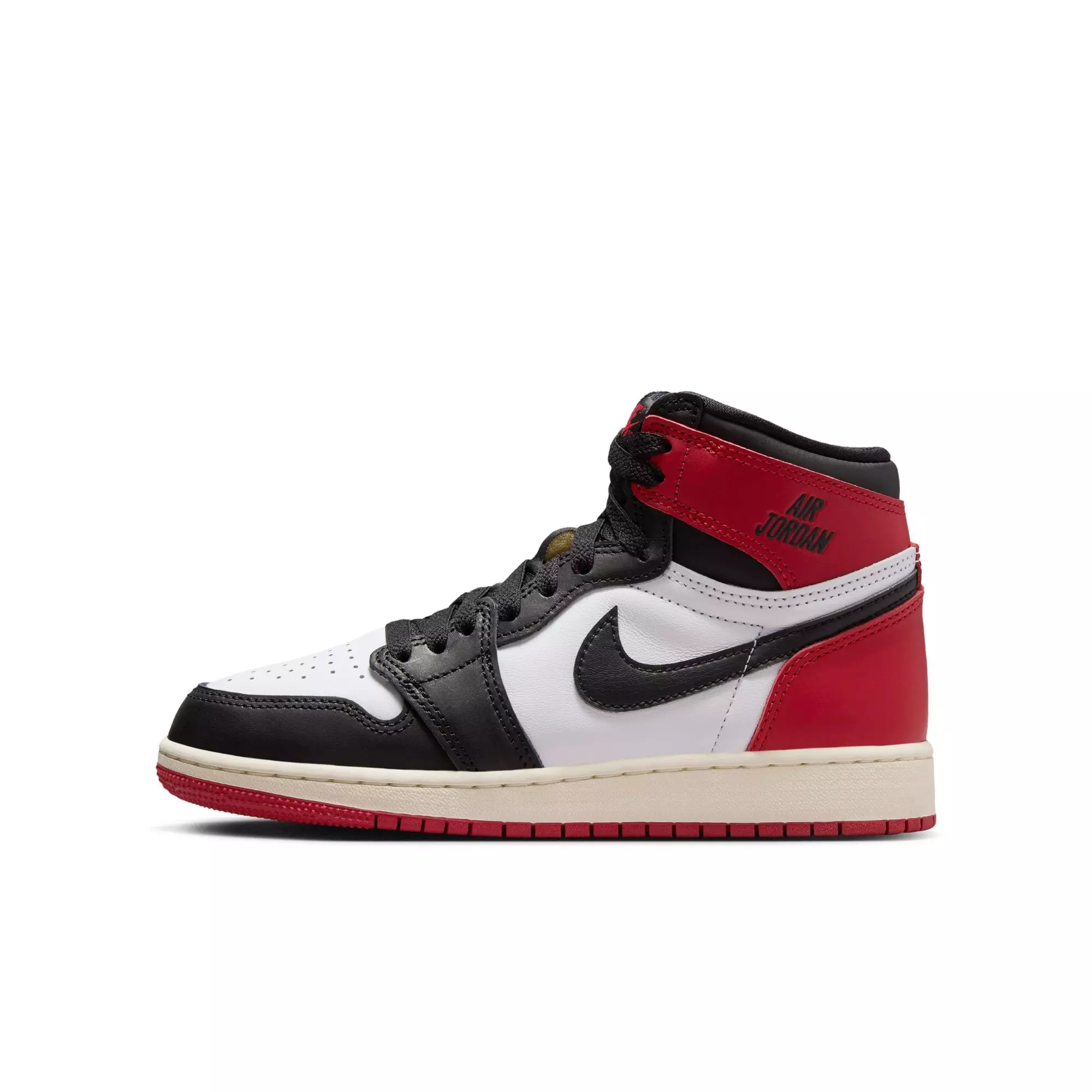 Jordan 1 Retro High OG "Black Toe" Grade School Kids' Shoe - WHITE/BLACK/VARSITY RED