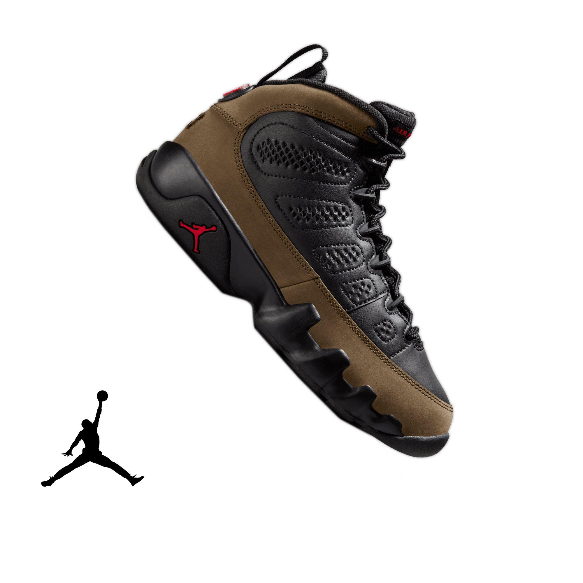 Jordan 9 Retro "Olive" Grade School Kids' Shoe - BLACK/TRUE RED/LIGHT OLIVE