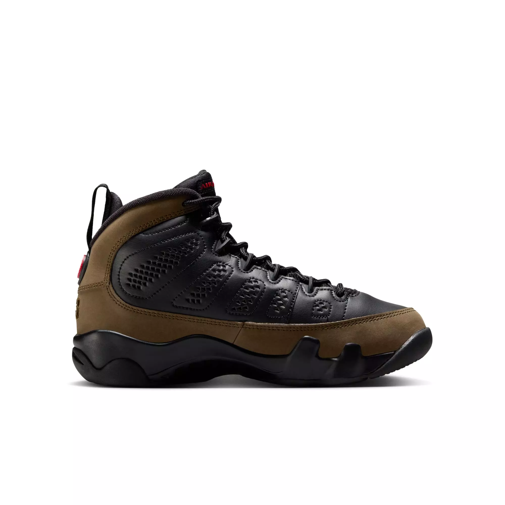 Jordan 9 Retro "Olive" Grade School Kids' Shoe - BLACK/TRUE RED/LIGHT OLIVE