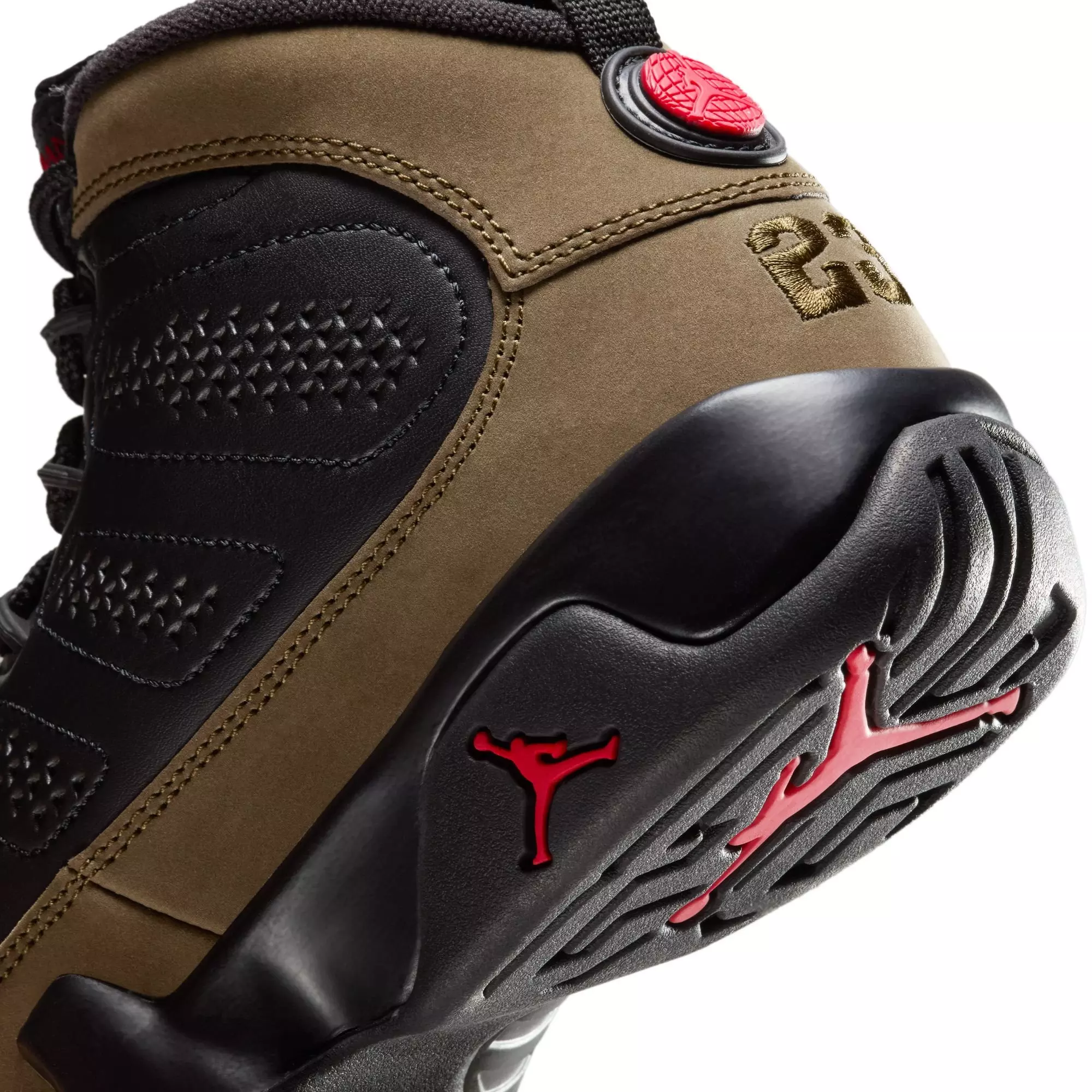 Jordan 9 Retro "Olive" Grade School Kids' Shoe - BLACK/TRUE RED/LIGHT OLIVE