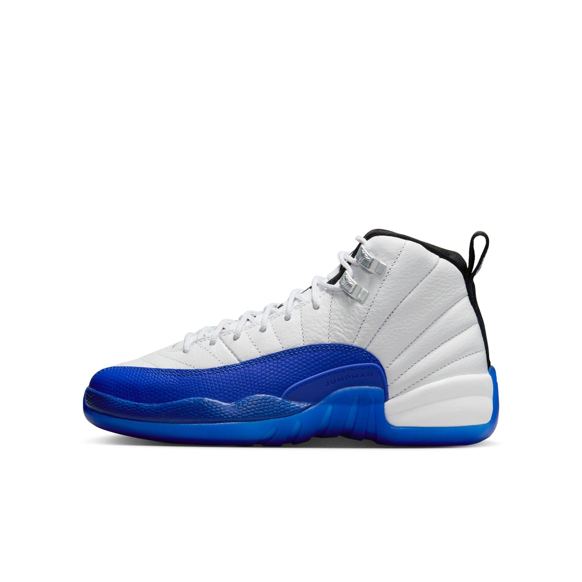 Jordan 12 Retro "White and Game Royal" Grade School Kids' Shoe