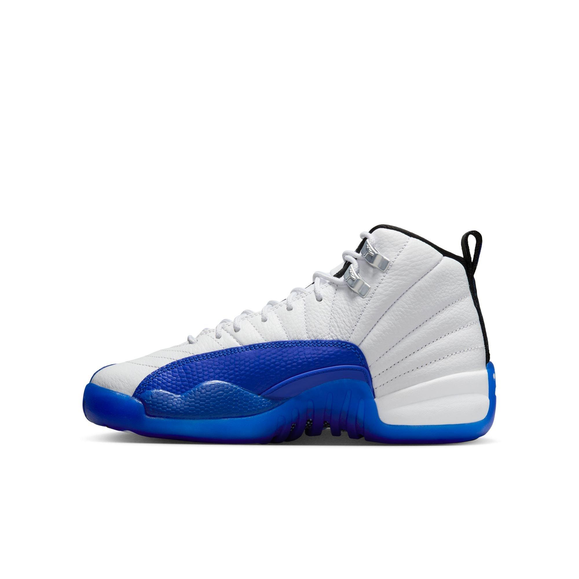 Jordan 12 Retro "White and Game Royal" Grade School Kids' Shoe