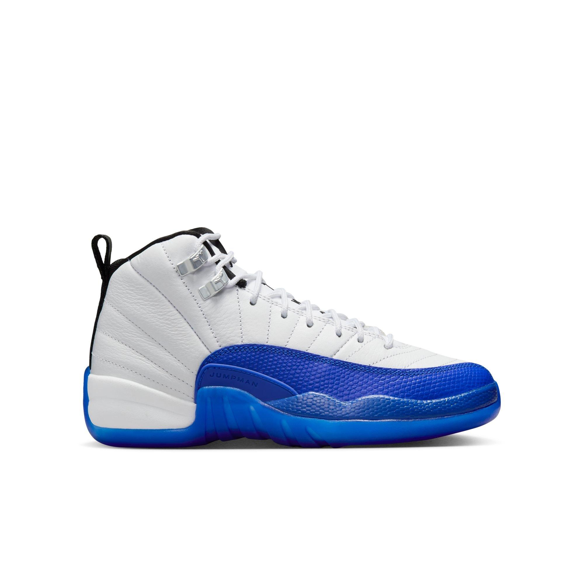 Jordan 12 Retro "White and Game Royal" Grade School Kids' Shoe