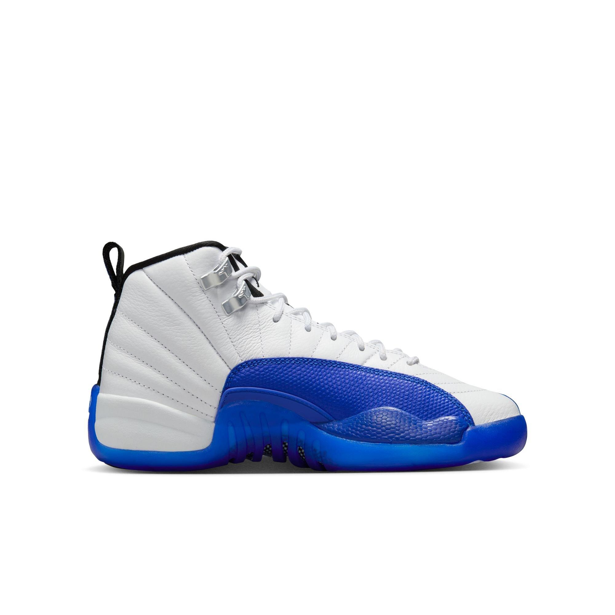 Jordan 12 Retro "White and Game Royal" Grade School Kids' Shoe