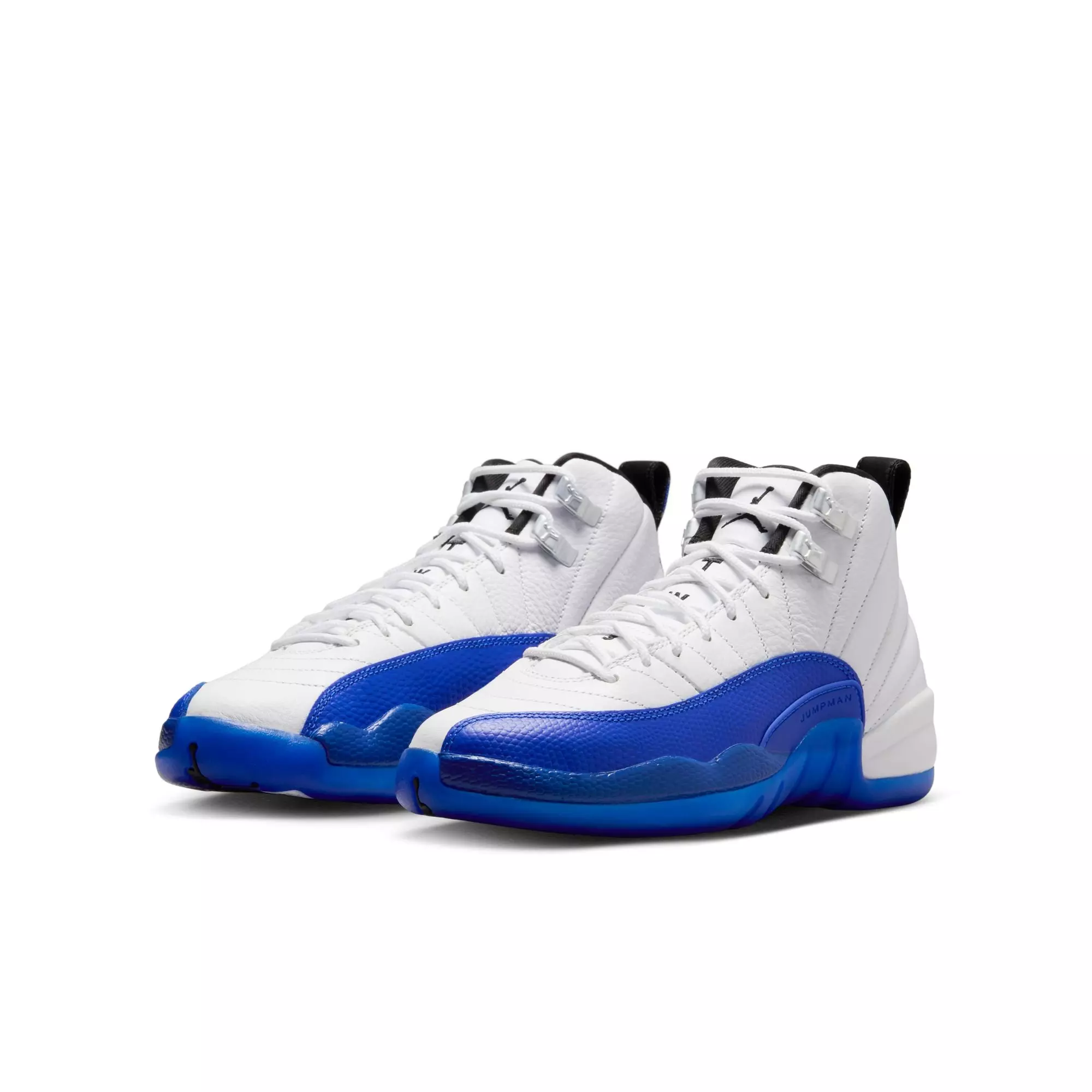 Jordan 12 Retro "White and Game Royal" Grade School Kids' Shoe - WHITE/BLACK/GAME ROYAL