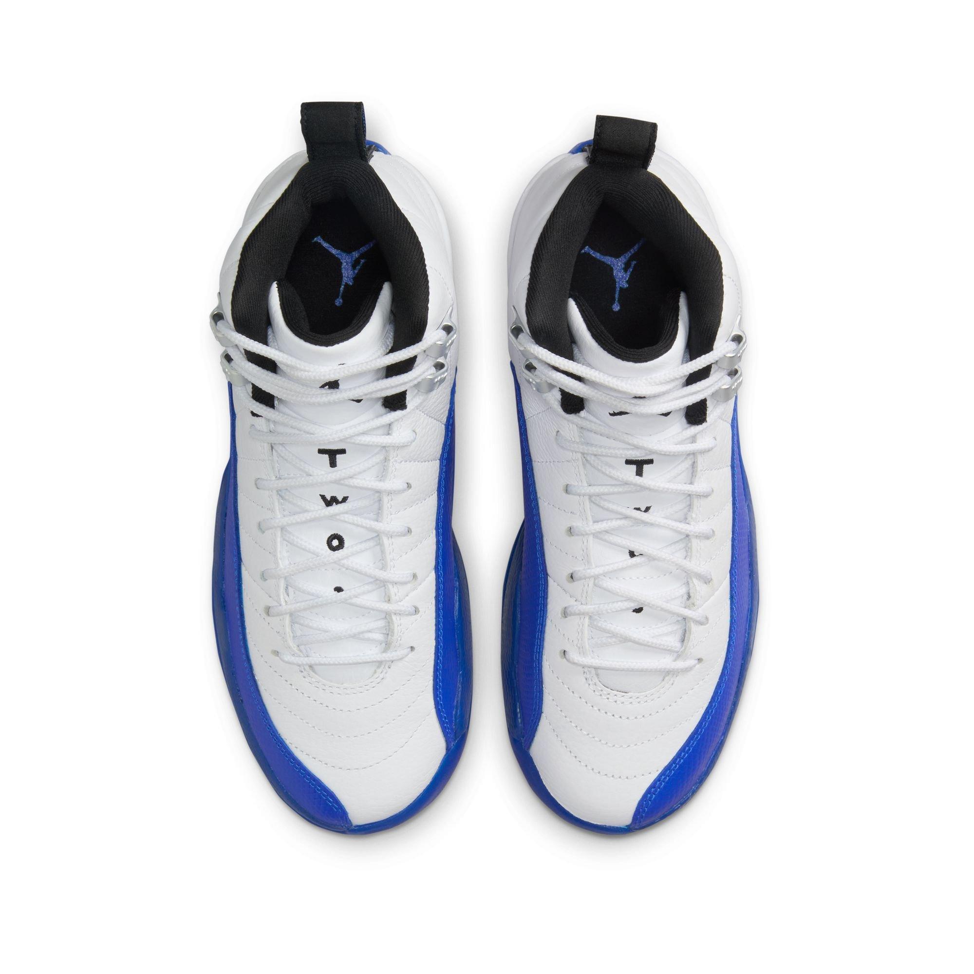 Jordan 12 Retro "White and Game Royal" Grade School Kids' Shoe - WHITE/BLACK/GAME ROYAL Thumbnail View 9