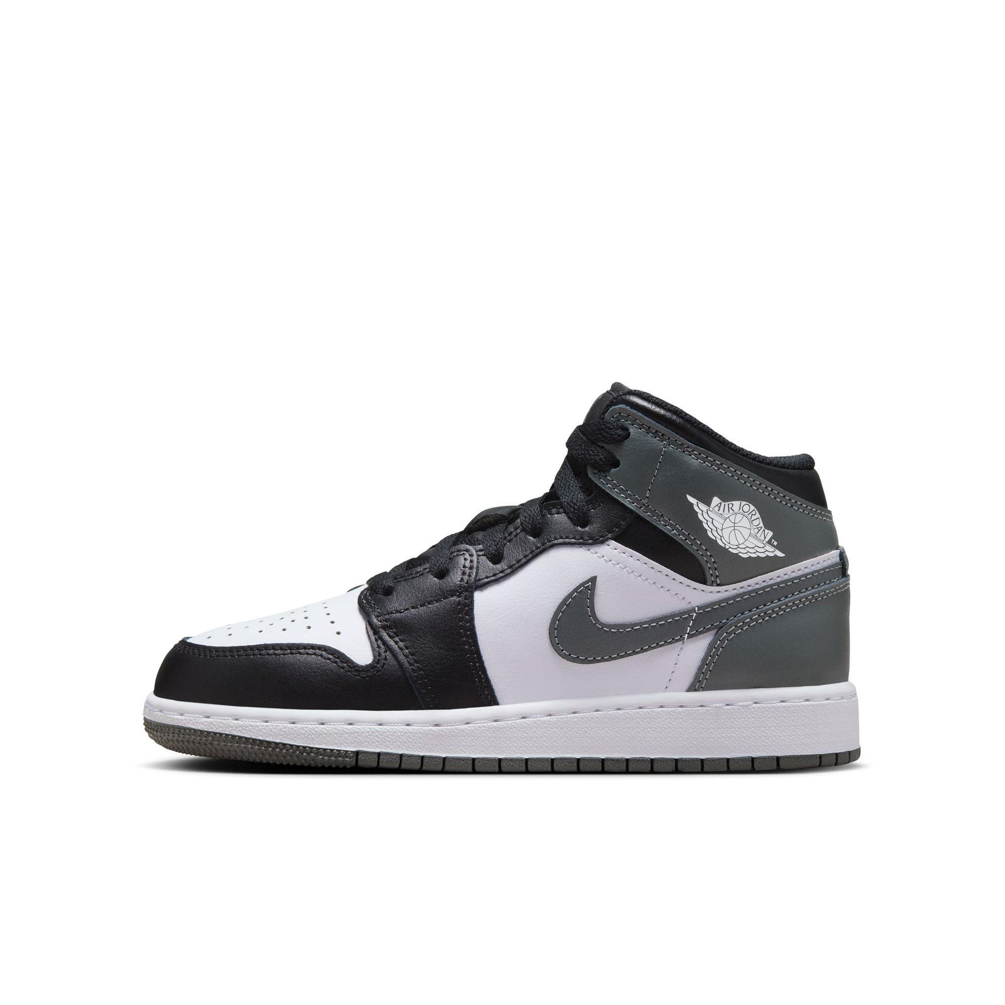 Jordan 1 Mid Grade School Boys' "Black/Iron Grey/White" Shoe