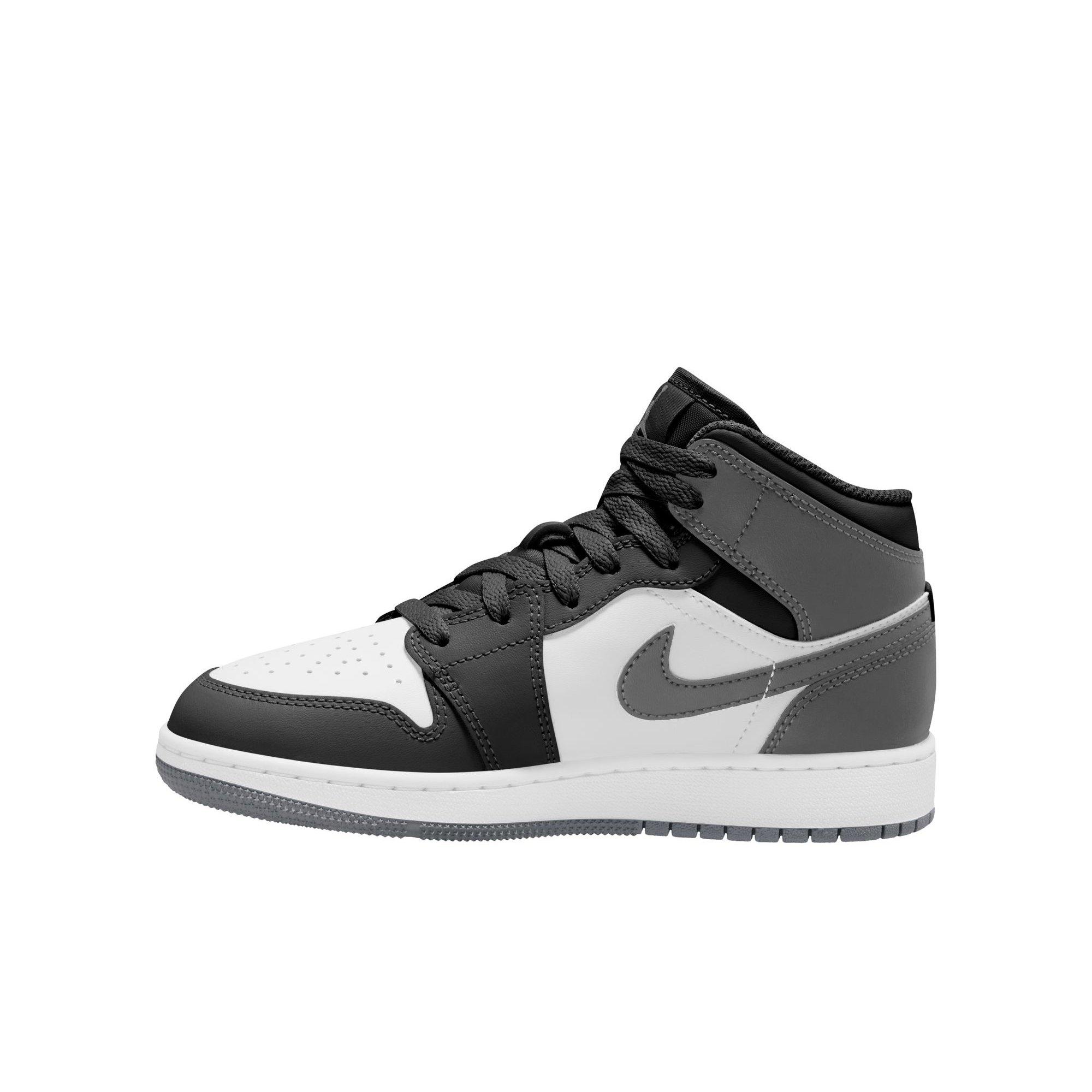 Jordan 1 Mid Grade School Boys' "Black/Iron Grey/White" Shoe