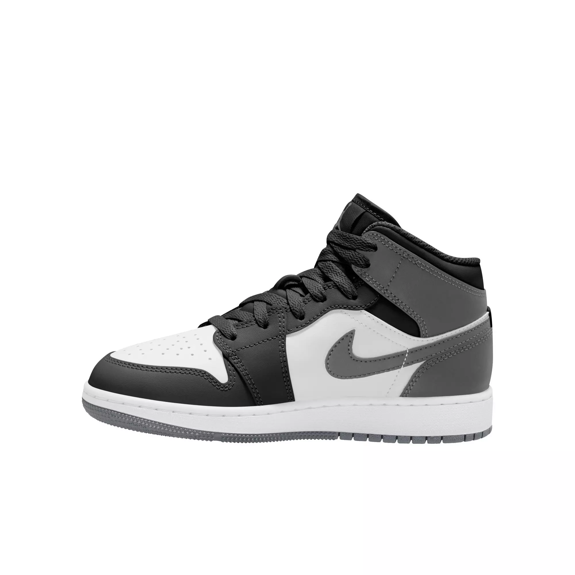 Jordan 1 Mid "Black/Iron Grey/White" Grade School Boys' Shoe - BLACK/GREY/WHITE