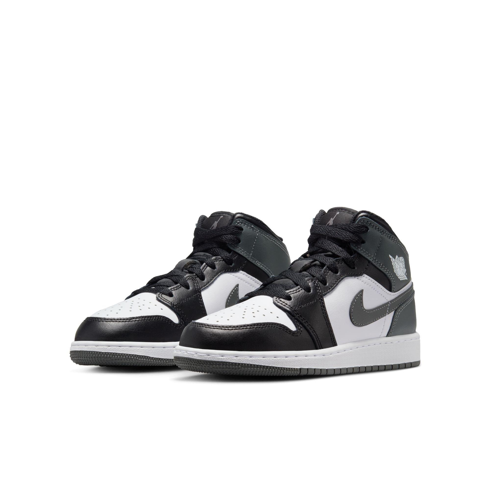Jordan 1 Mid Grade School Boys' "Black/Iron Grey/White" Shoe
