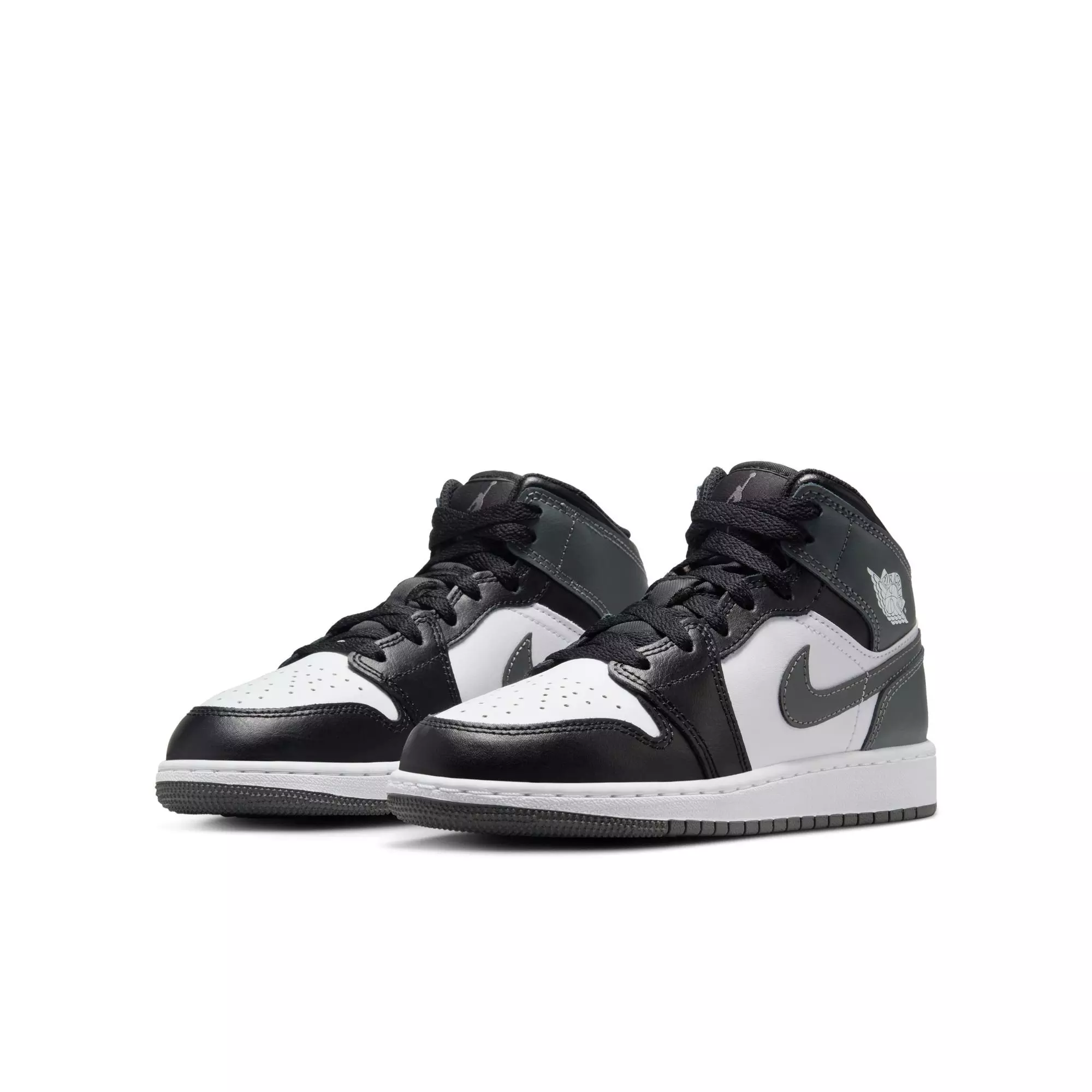 Jordan 1 Mid "Black/Iron Grey/White" Grade School Boys' Shoe - BLACK/GREY/WHITE