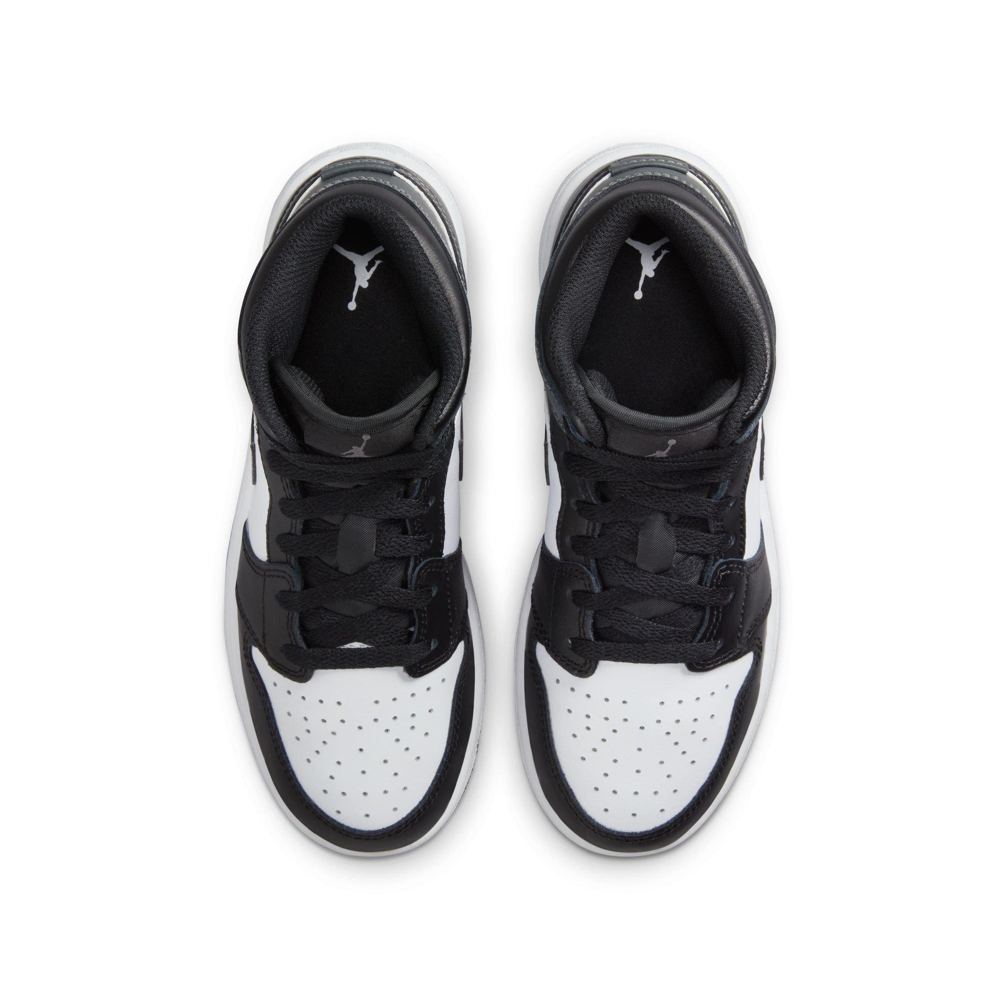 Jordan 1 Mid Grade School Boys' "Black/Iron Grey/White" Shoe