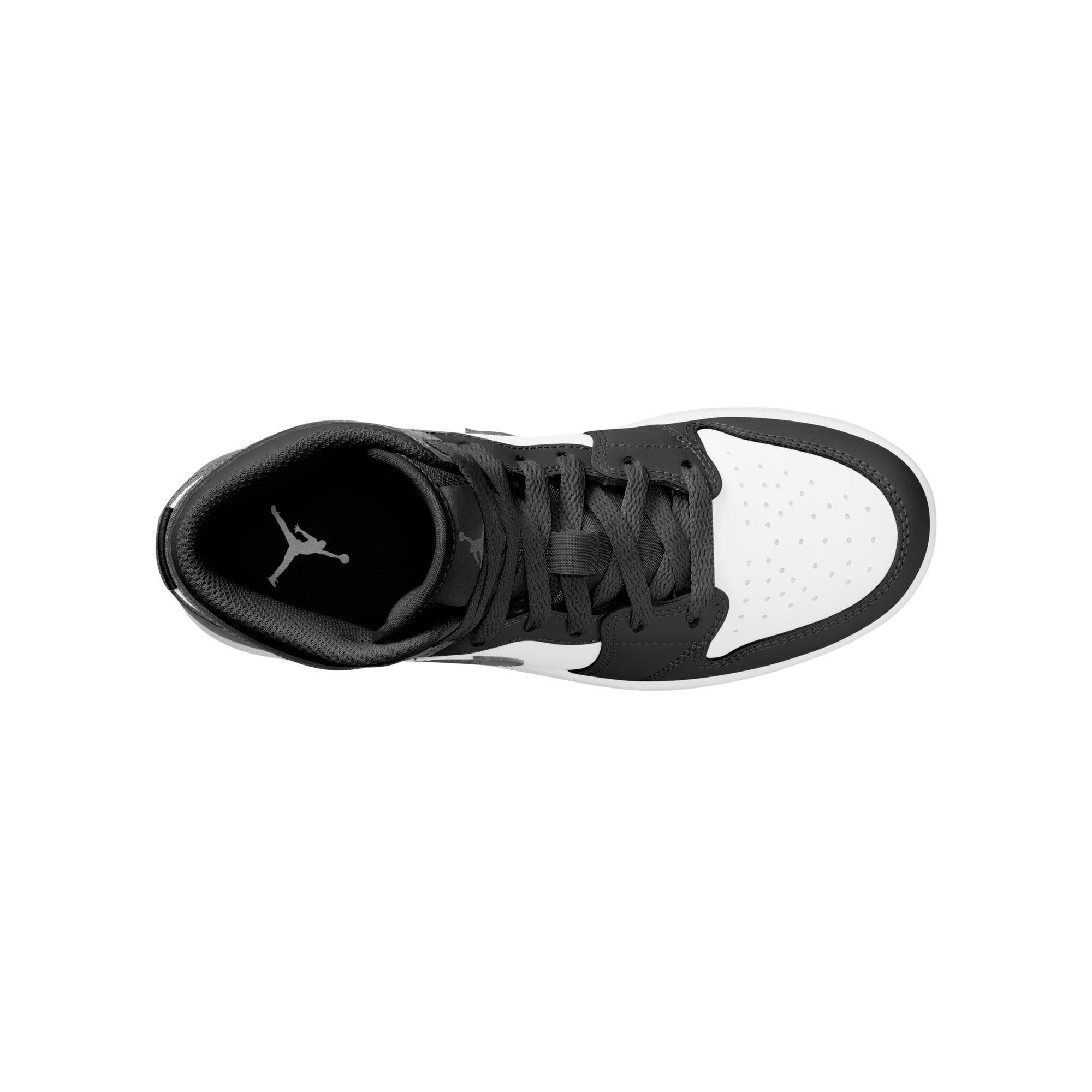 Jordan 1 Mid Grade School Boys' "Black/Iron Grey/White" Shoe