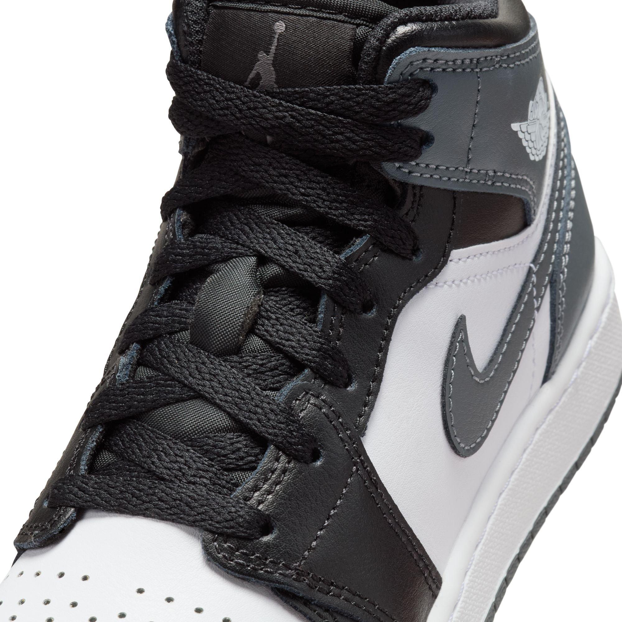 Jordan 1 Mid Grade School Boys' "Black/Iron Grey/White" Shoe