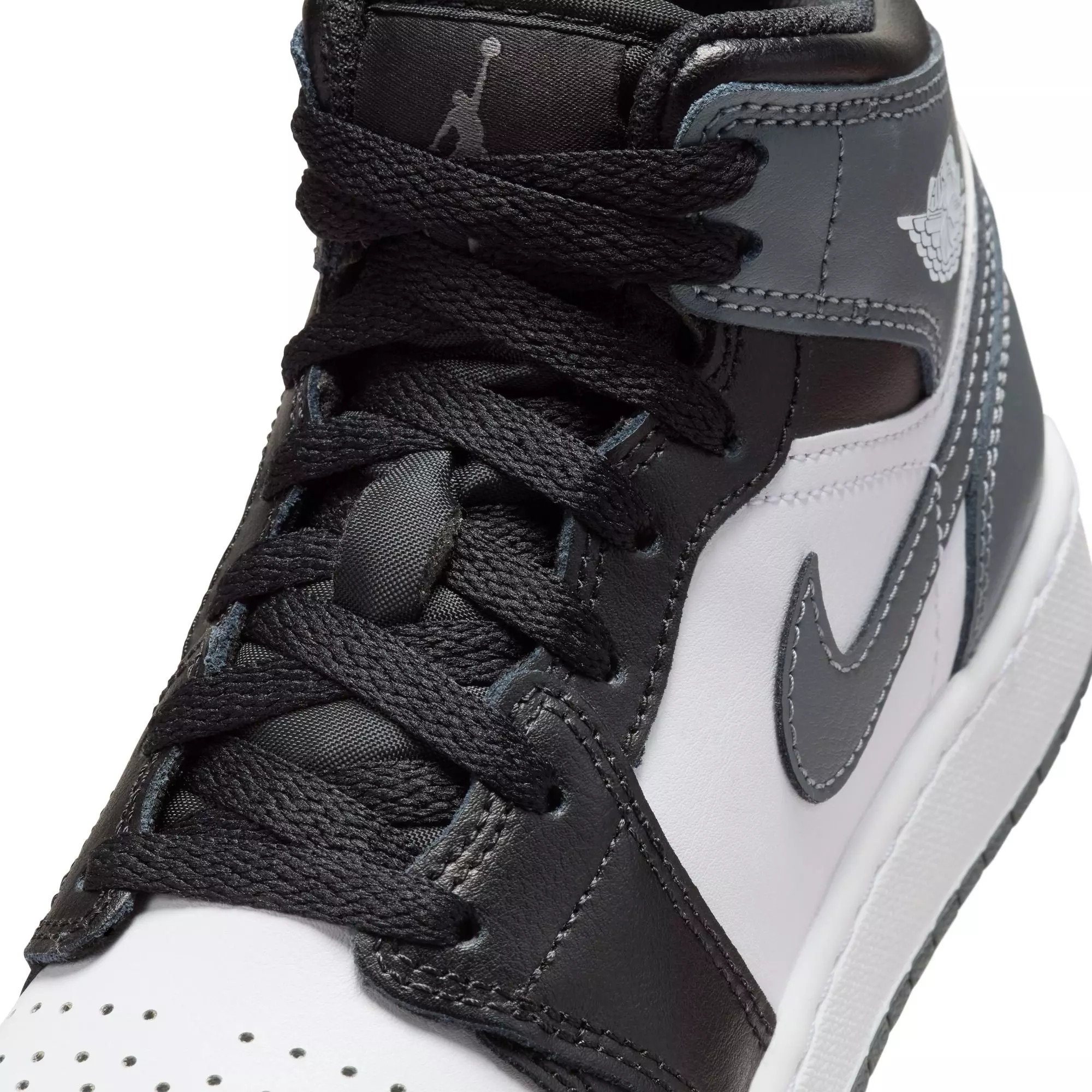 Jordan 1 Mid "Black/Iron Grey/White" Grade School Boys' Shoe - BLACK/GREY/WHITE
