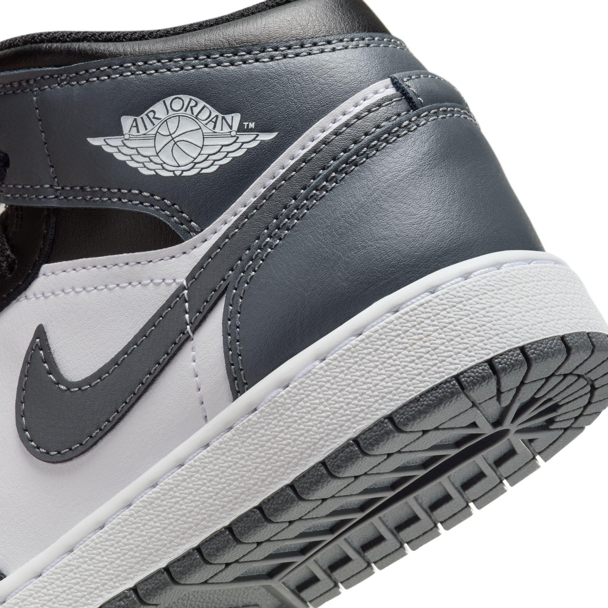 Jordan 1 Mid Grade School Boys' "Black/Iron Grey/White" Shoe