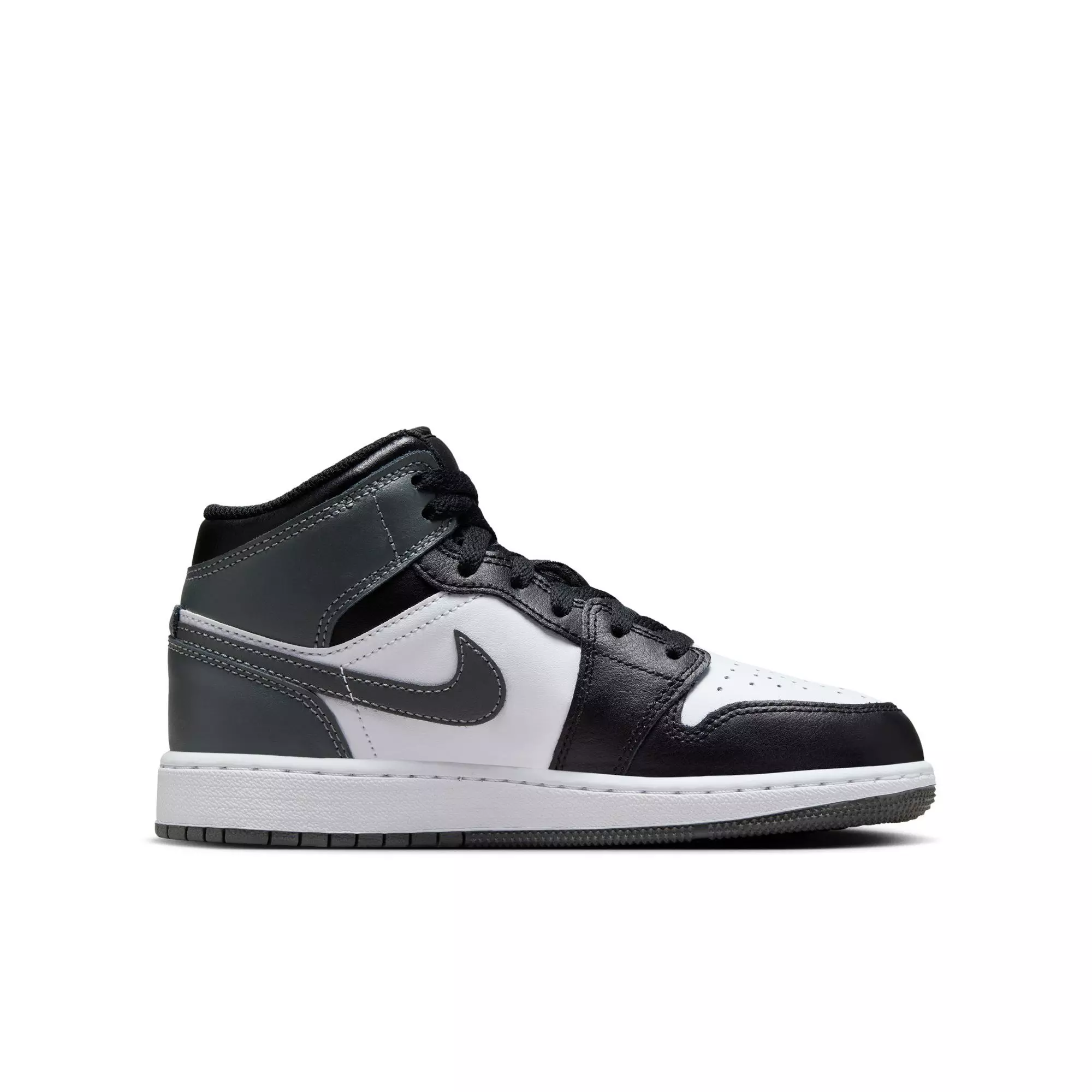 Jordan 1 Mid "Black/Iron Grey/White" Grade School Boys' Shoe - BLACK/GREY/WHITE