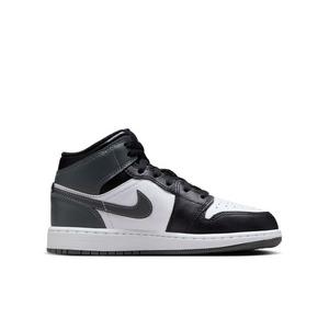 Jordan 1 Mid "Black/Iron Grey/White" Grade School Boys' Shoe