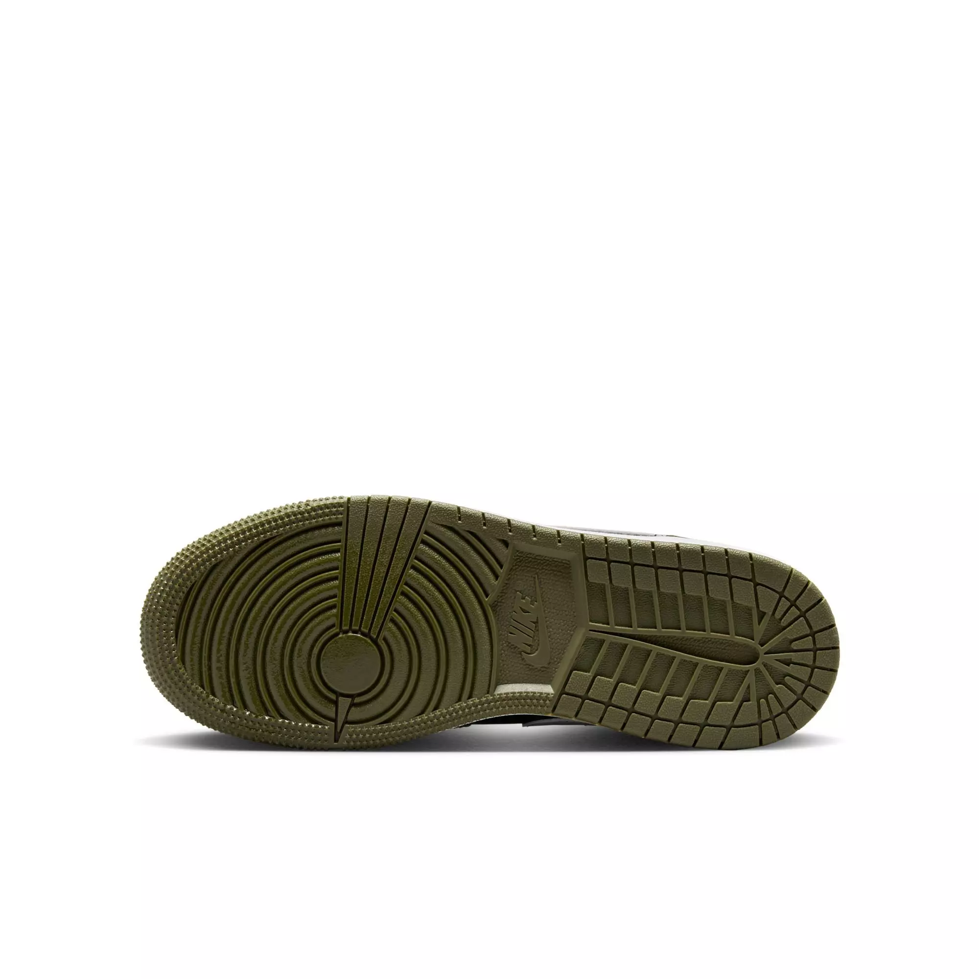 Jordan 1 Mid "Black/White/Medium Olive" Grade School Boys' Shoe - BLACK/OLIVE