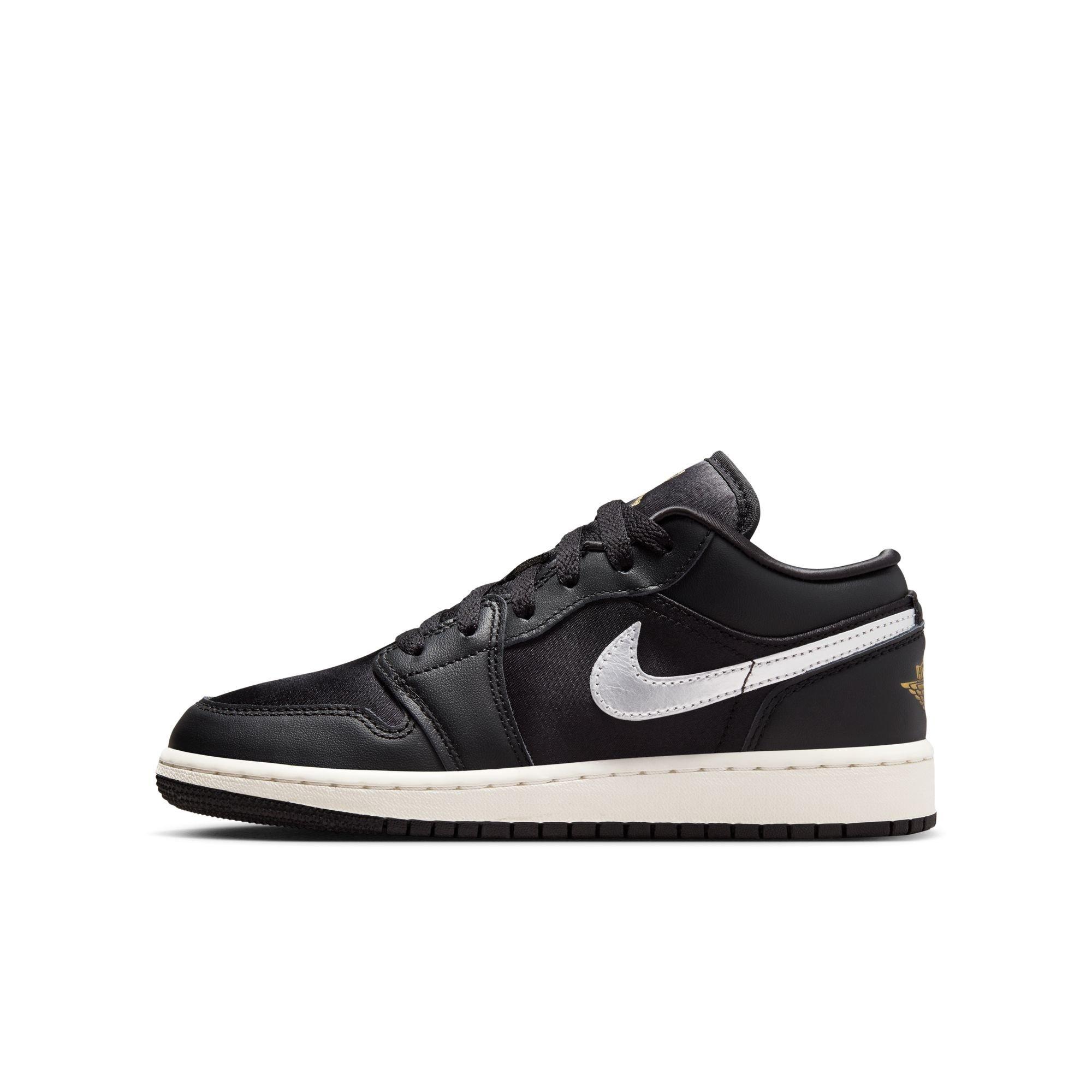 Jordan 1 Low SE Grade School Boys' "Black/Metallic Silver/Sail/Metallic Gold" Shoe