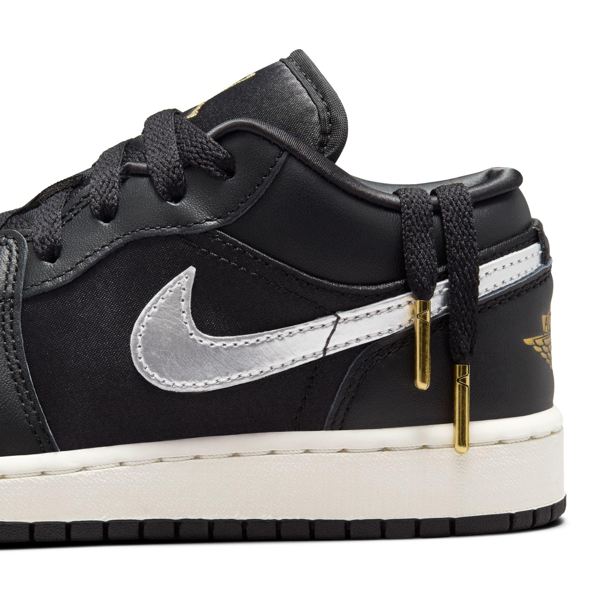 Jordan 1 Low SE Grade School Boys' "Black/Metallic Silver/Sail/Metallic Gold" Shoe