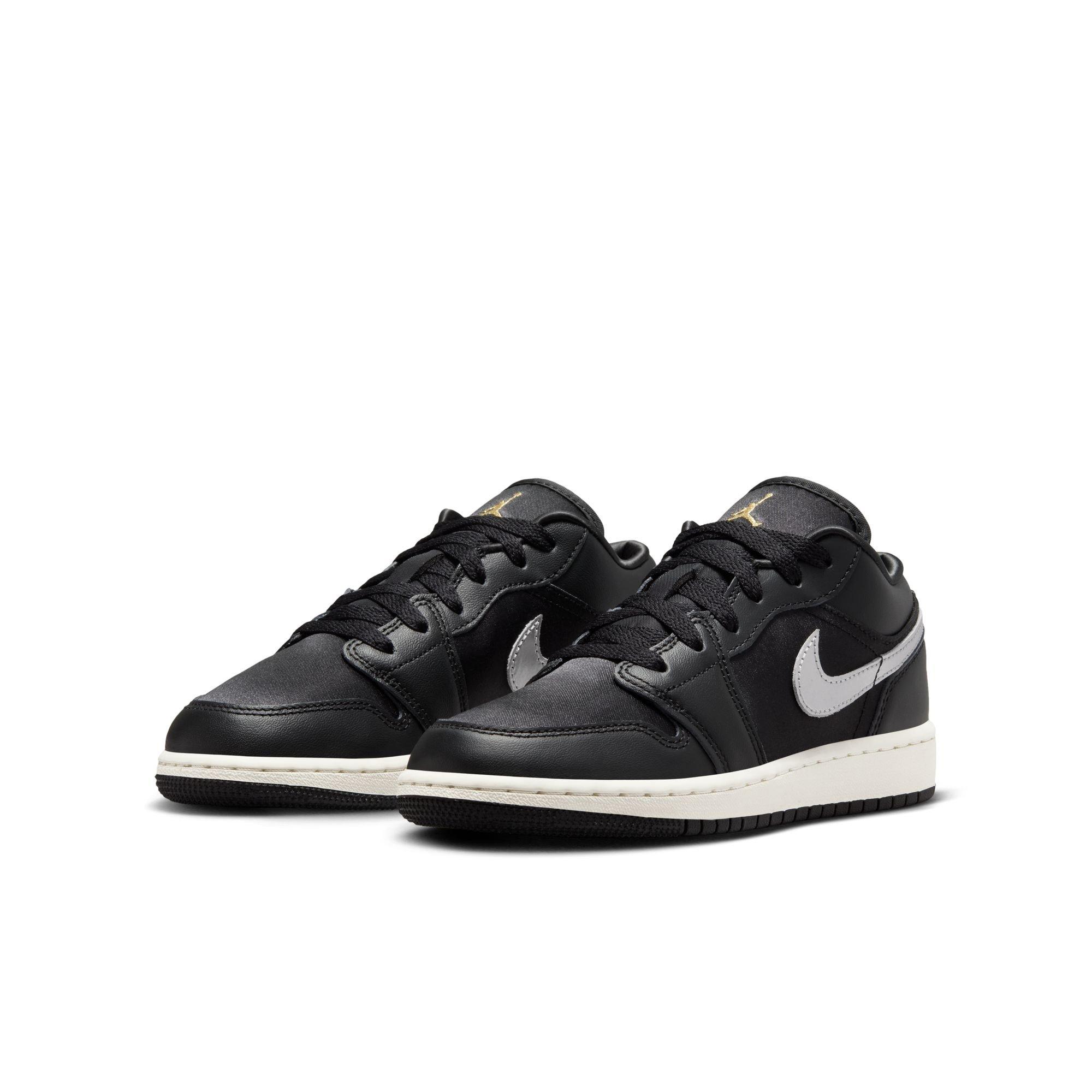 Jordan 1 Low SE Grade School Boys' "Black/Metallic Silver/Sail/Metallic Gold" Shoe