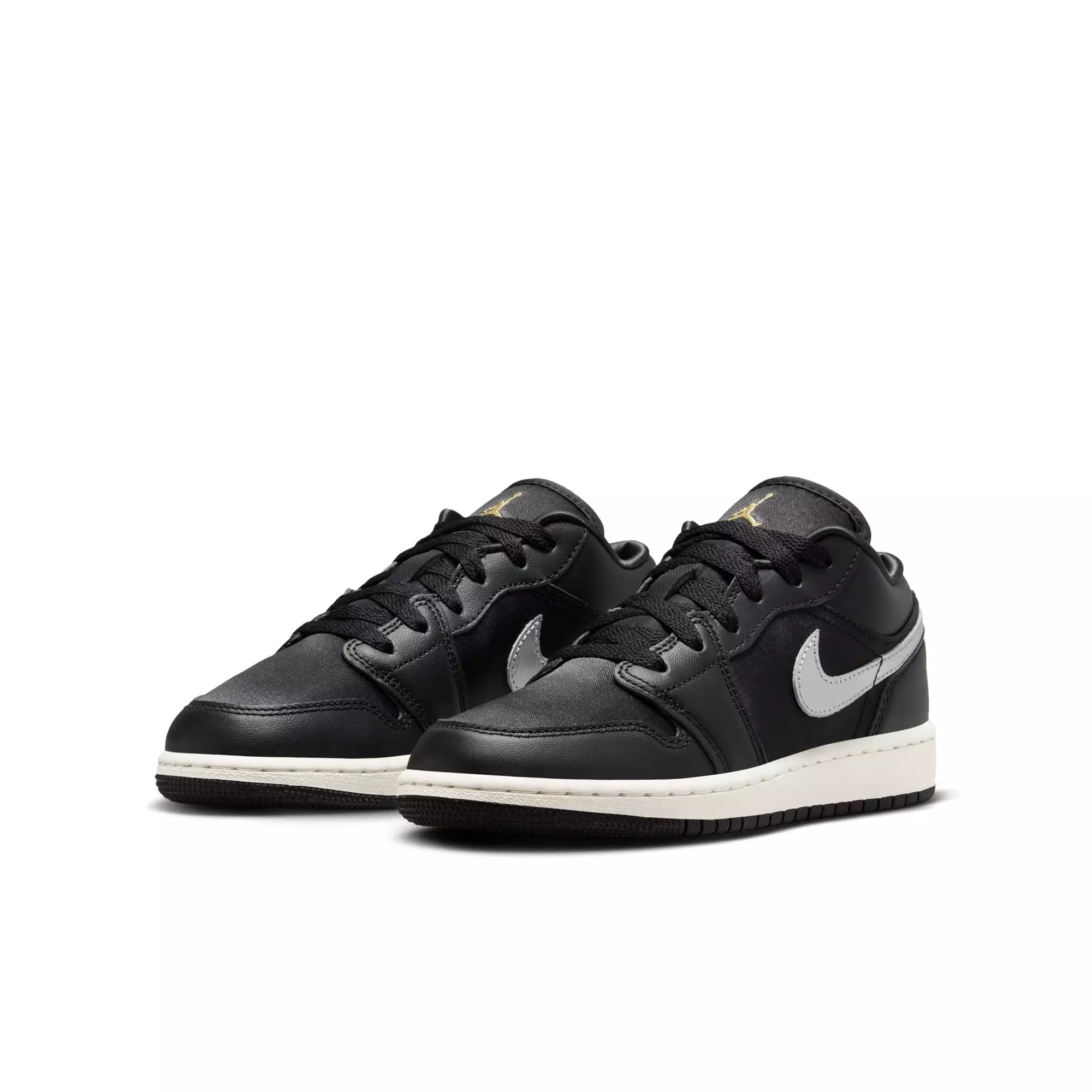 Jordan 1 Low SE "Black/Metallic Silver/Sail/Metallic Gold" Grade School Boys' Shoe - BLACK/SILVER