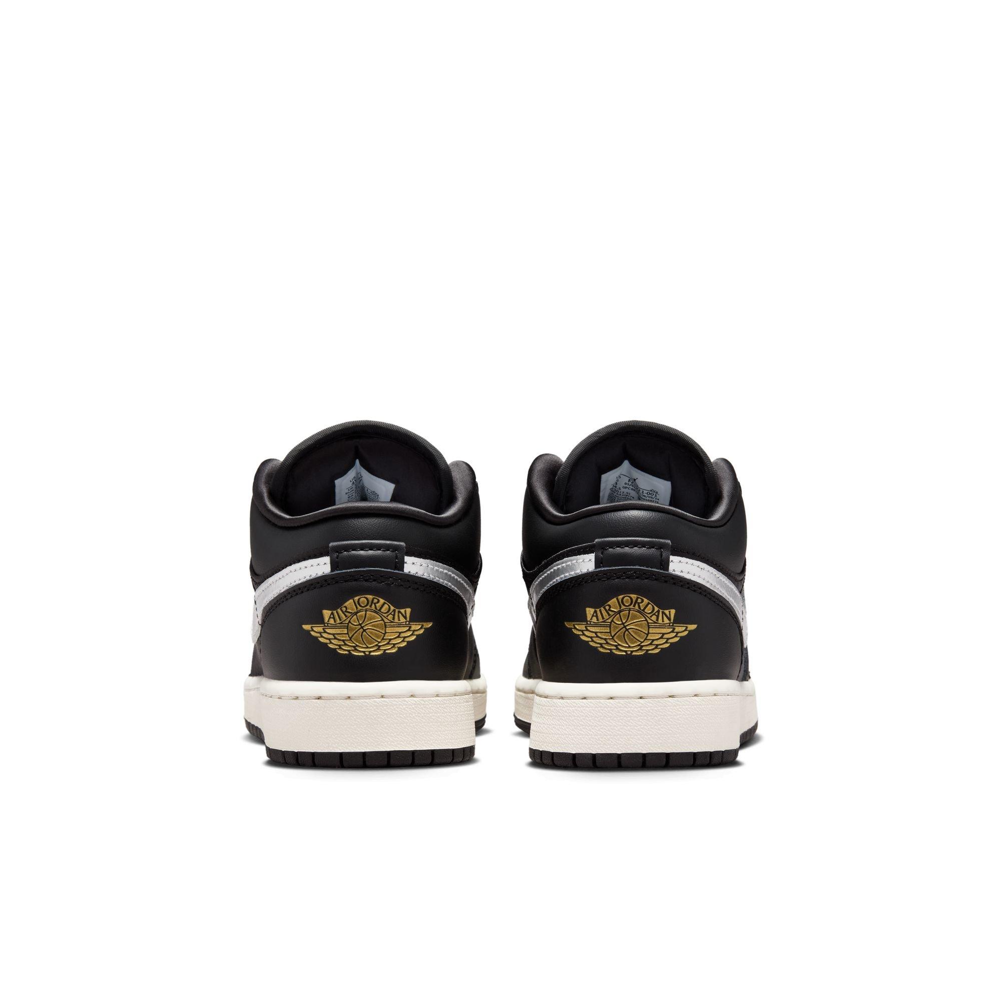 Jordan 1 Low SE Grade School Boys' "Black/Metallic Silver/Sail/Metallic Gold" Shoe