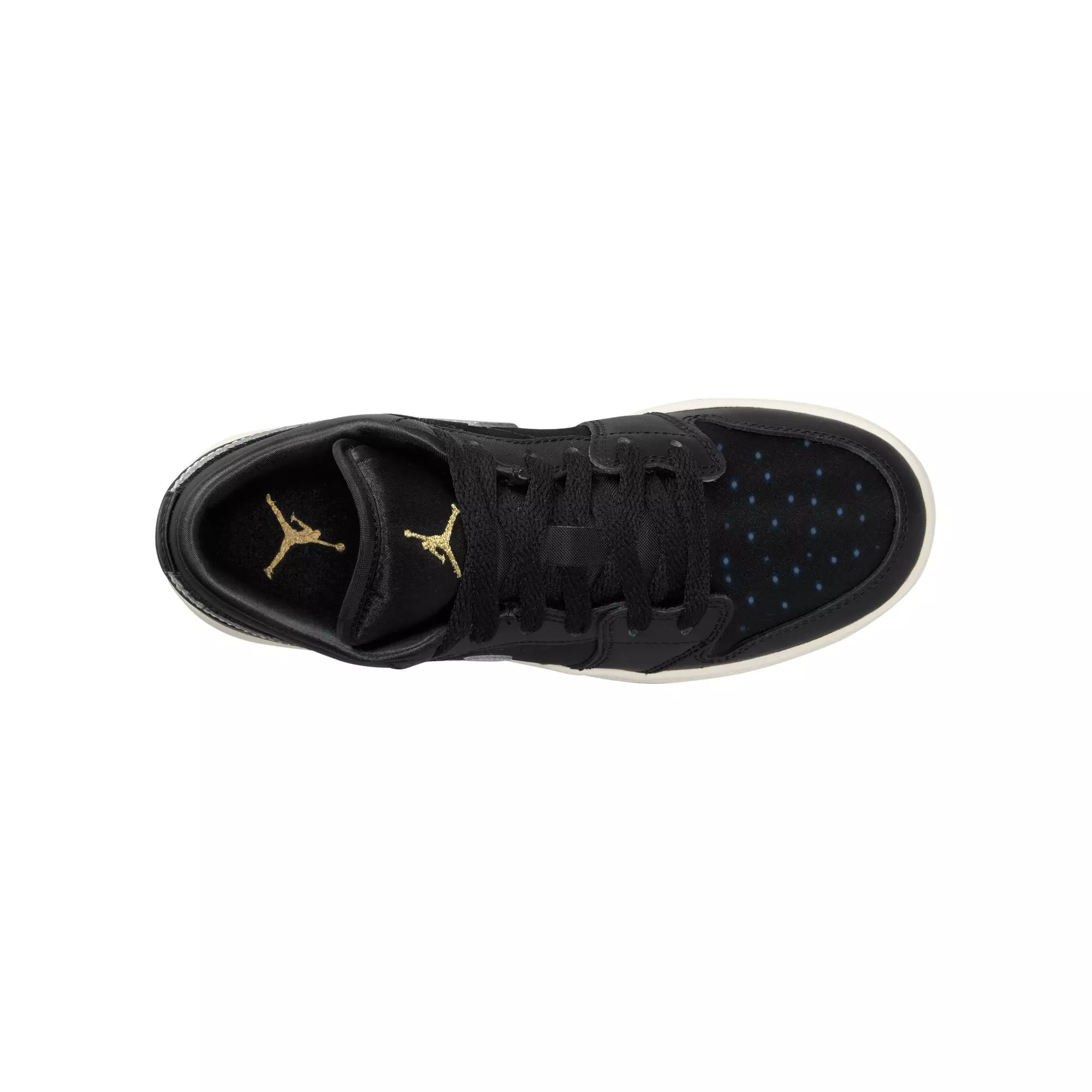 Jordan 1 Low SE "Black/Metallic Silver/Sail/Metallic Gold" Grade School Boys' Shoe - BLACK/SILVER