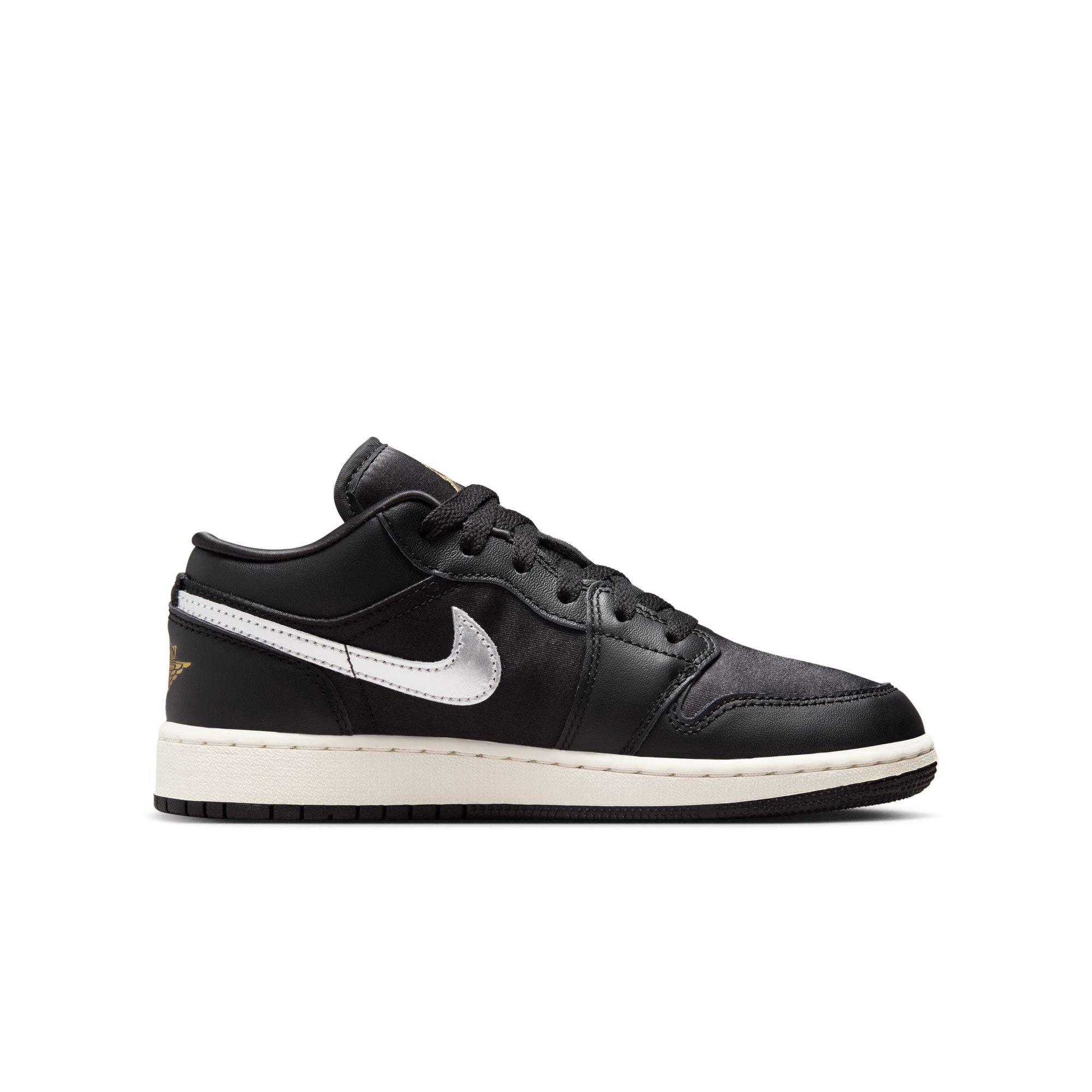 Jordan 1 Low SE Grade School Boys' "Black/Metallic Silver/Sail/Metallic Gold" Shoe