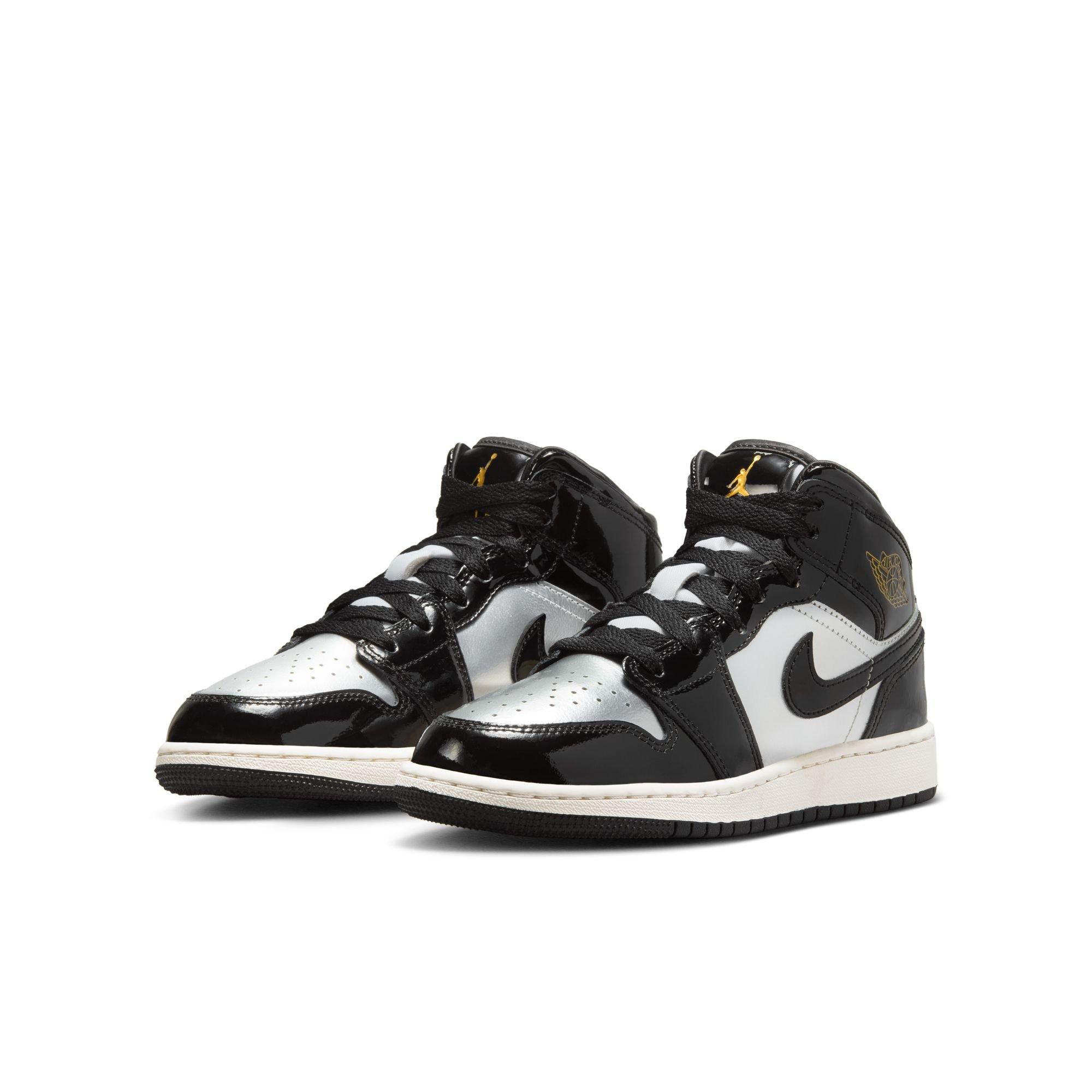 Jordan 1 Mid SE Grade School Boys' "Black/Metallic Gold/Metallic Silver" Shoe