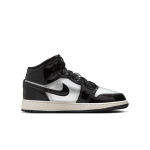 Jordan 1 Mid SE "Black/Metallic Gold/Metallic Silver" Grade School Boys' Shoe